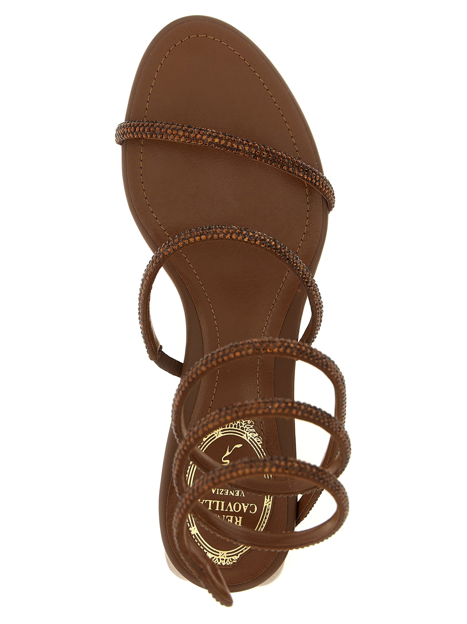 RENE CAOVILLA Brown Viscose Strap-On Sandals