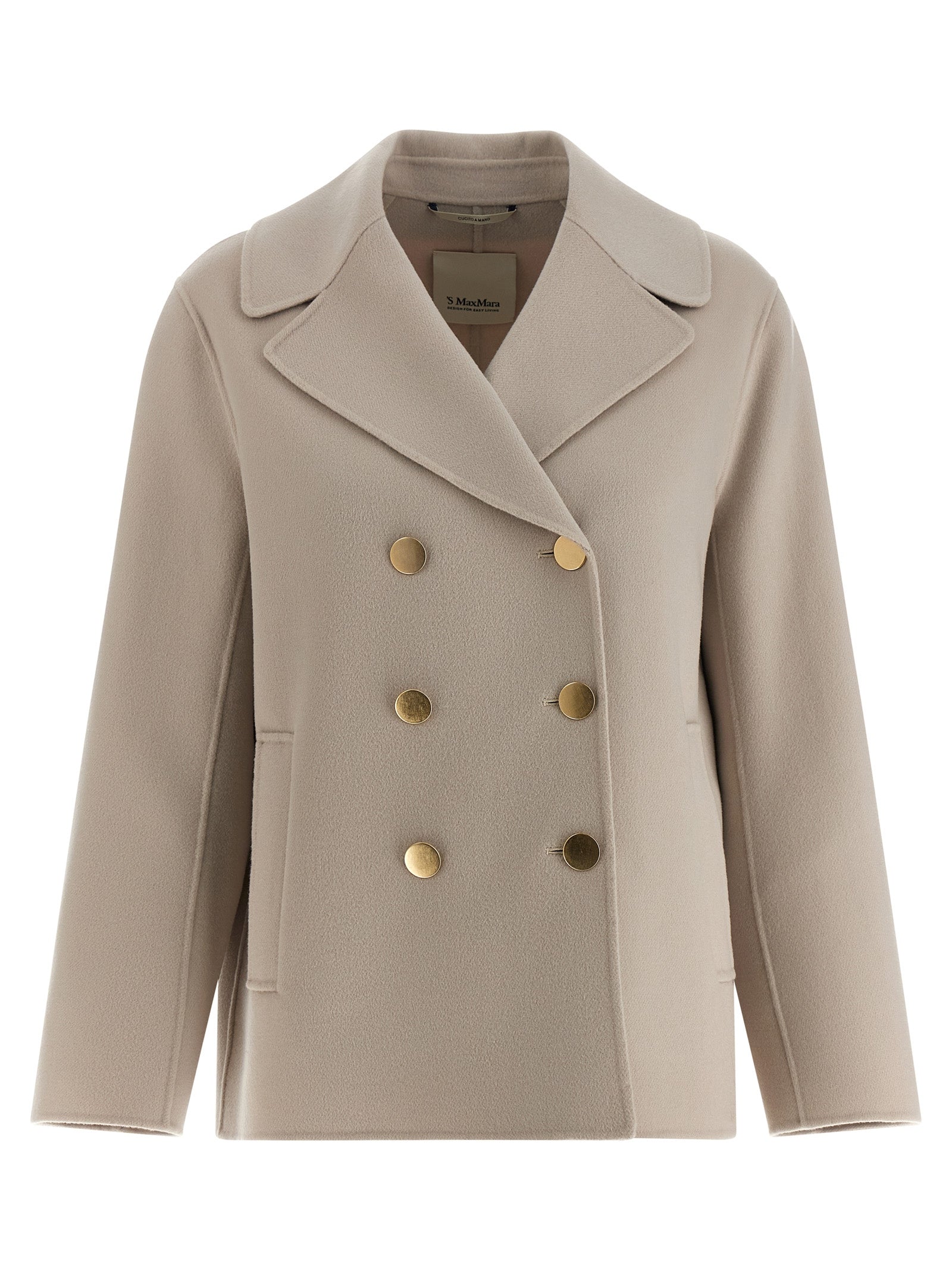 S Max Mara Beige Virgin Wool Biker Jacket