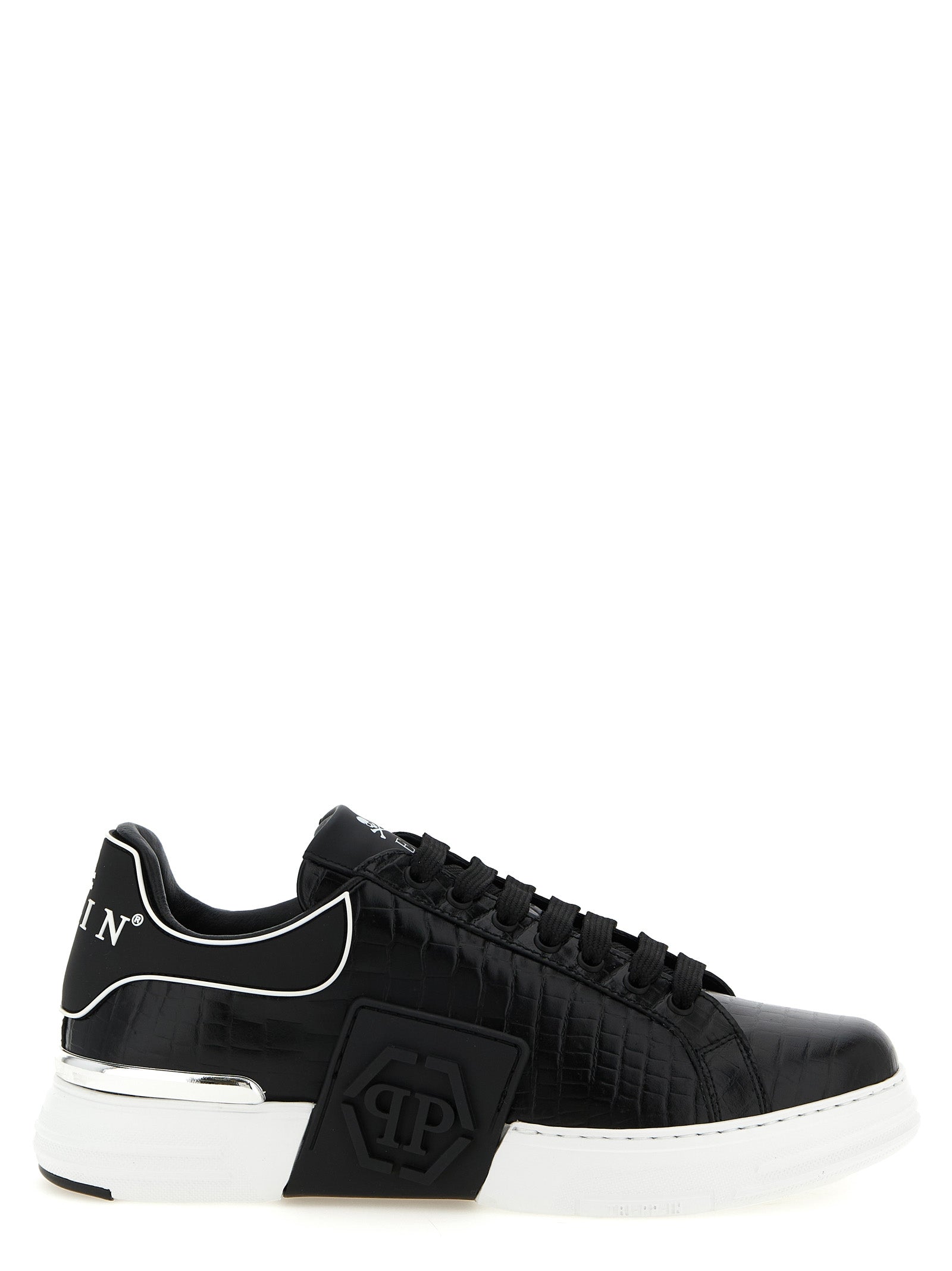 Philipp Plein Black Cowhide Low Top Sneakers