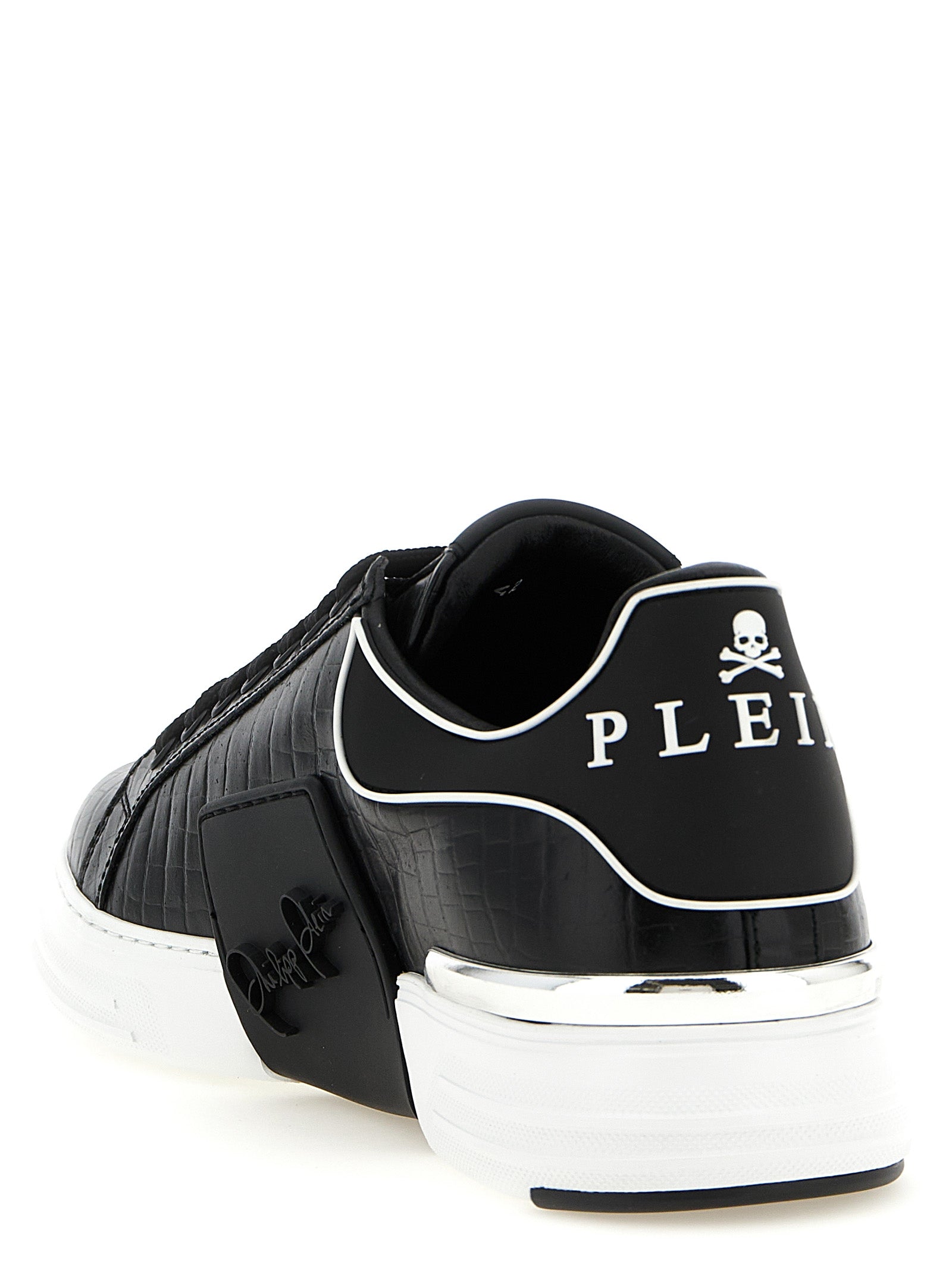 Philipp Plein Black Cowhide Low Top Sneakers
