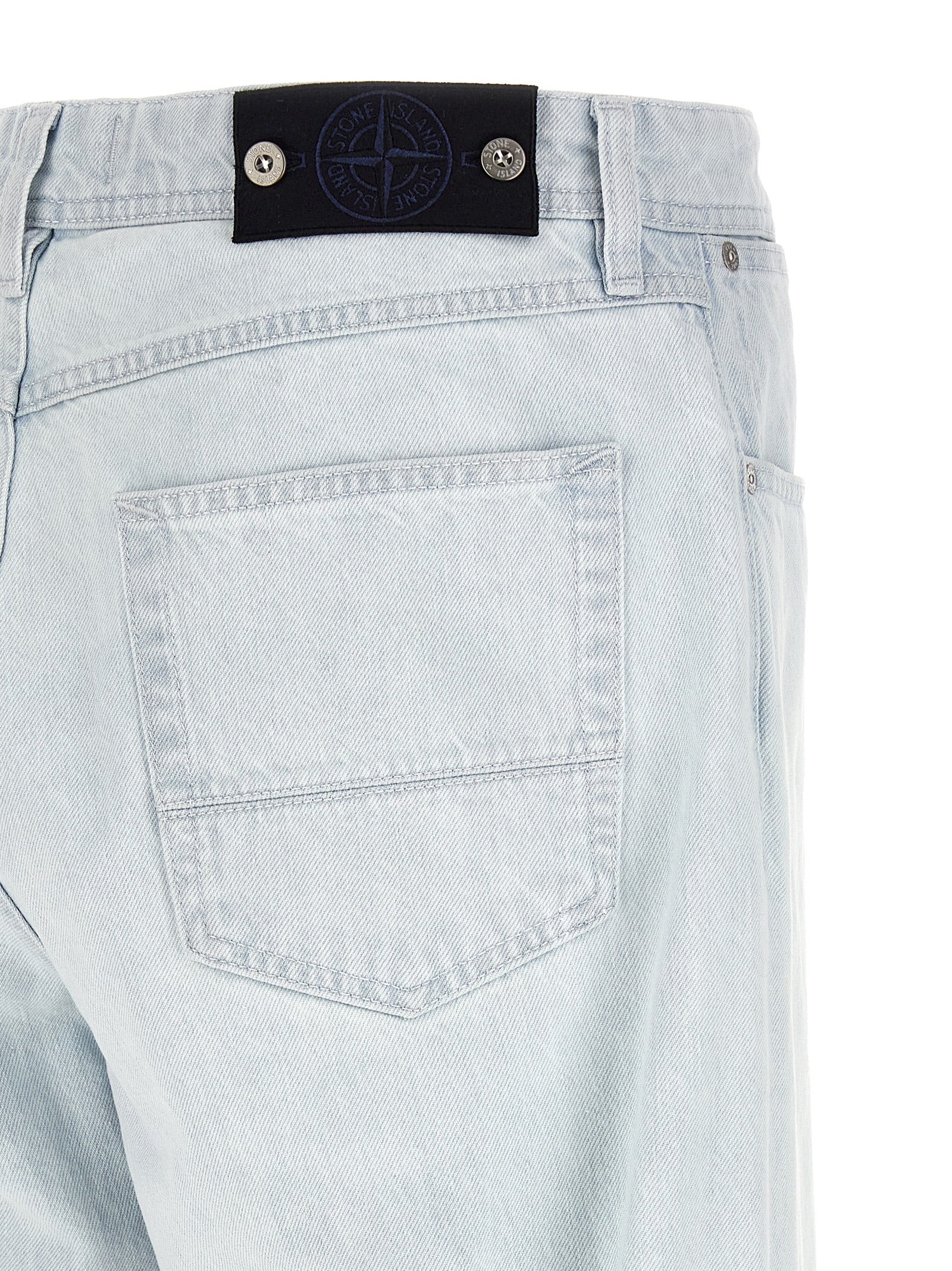 Stone Island Blue Cotton Straight-Leg Jeans