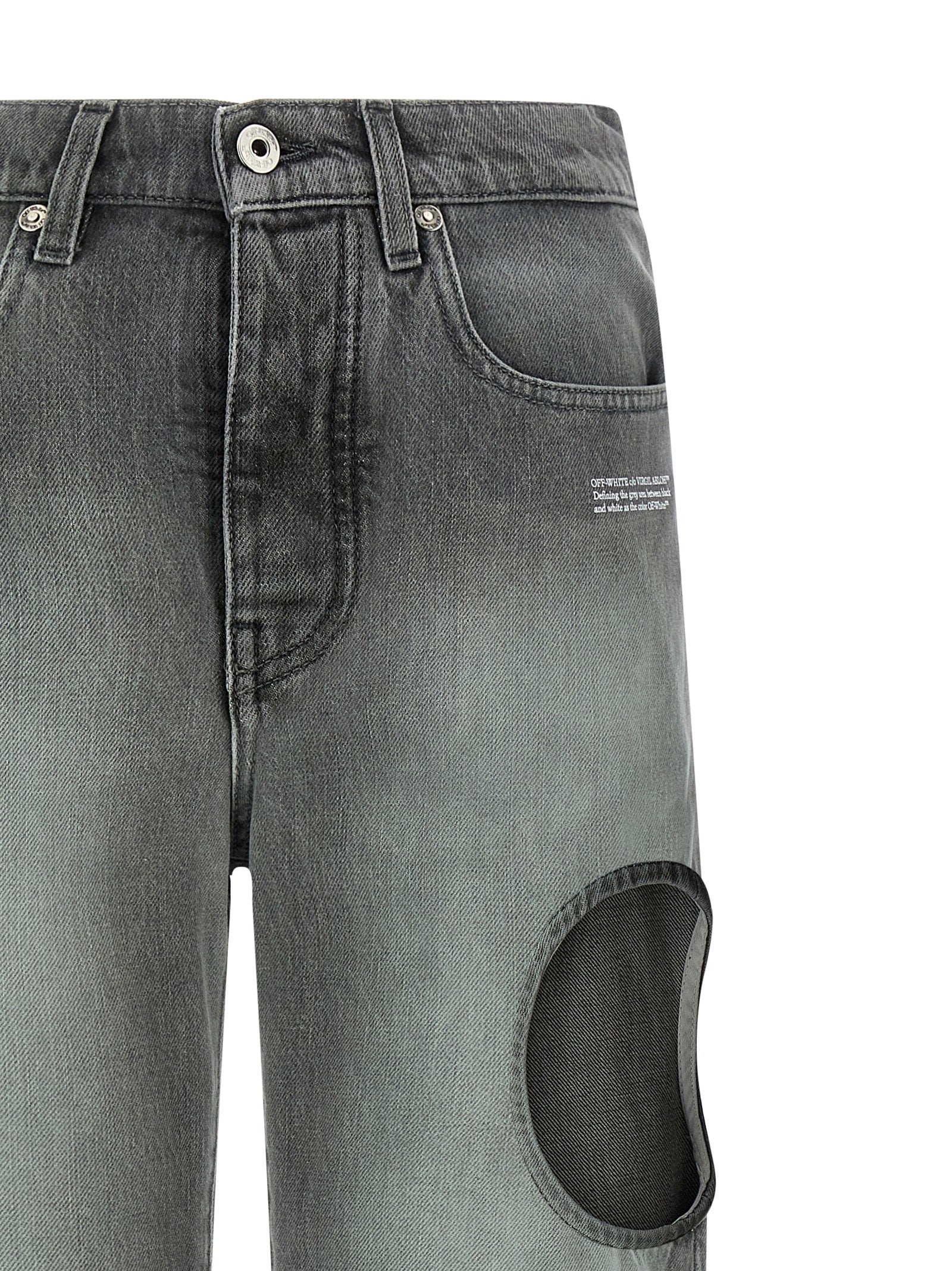 Off-White Gray Cotton Straight-Leg Jeans