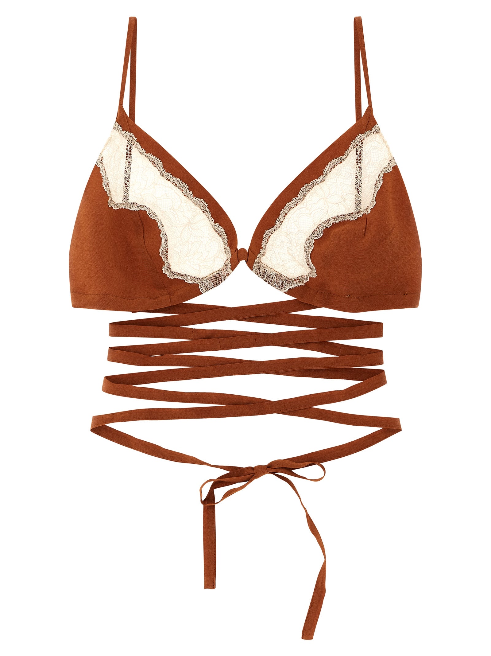 MAISON JEJIA Brown Silk Bra
