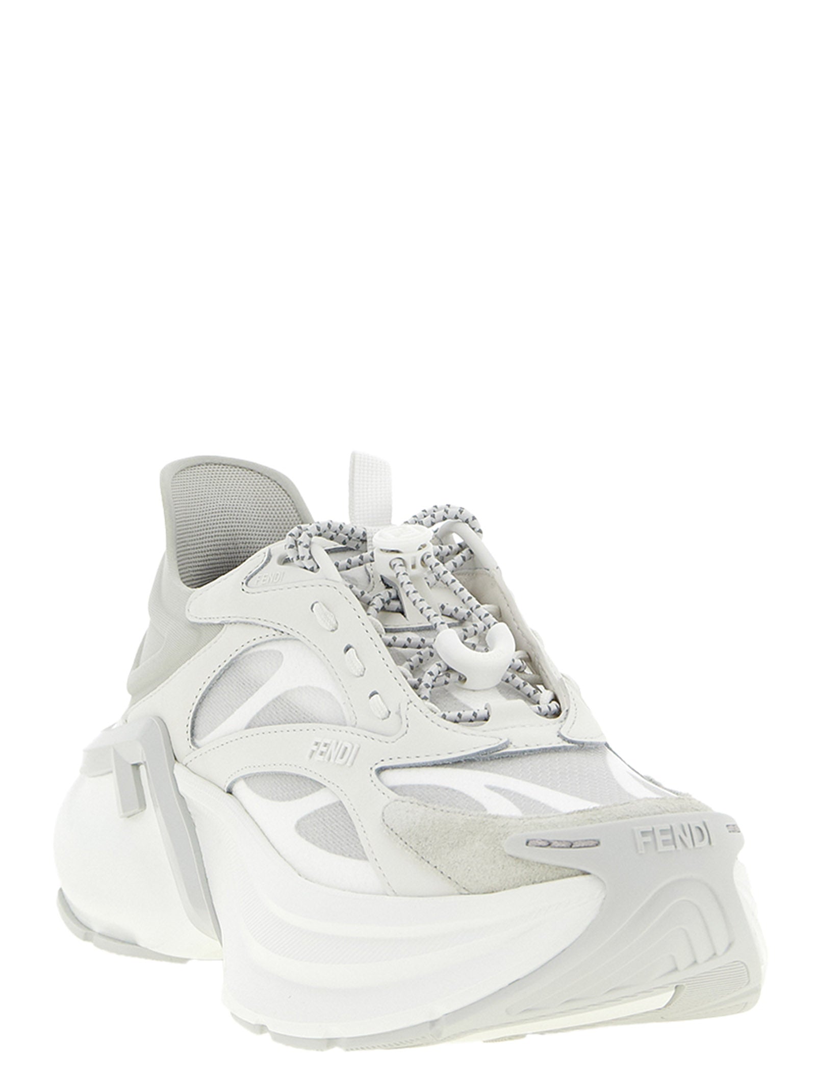Fendi Gray Calfskin Athletic Sneakers