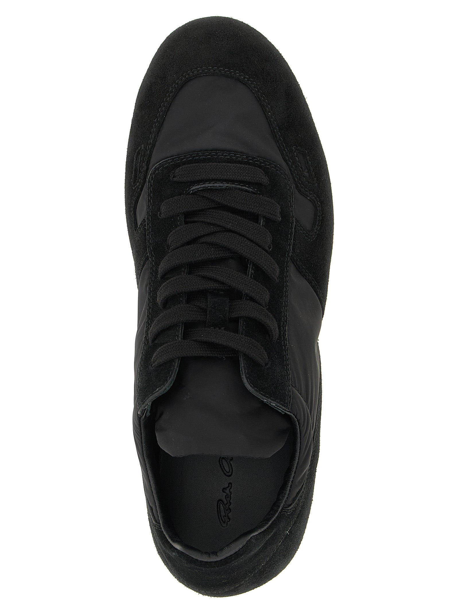Rick Owens Black Calfskin Athletic Sneakers