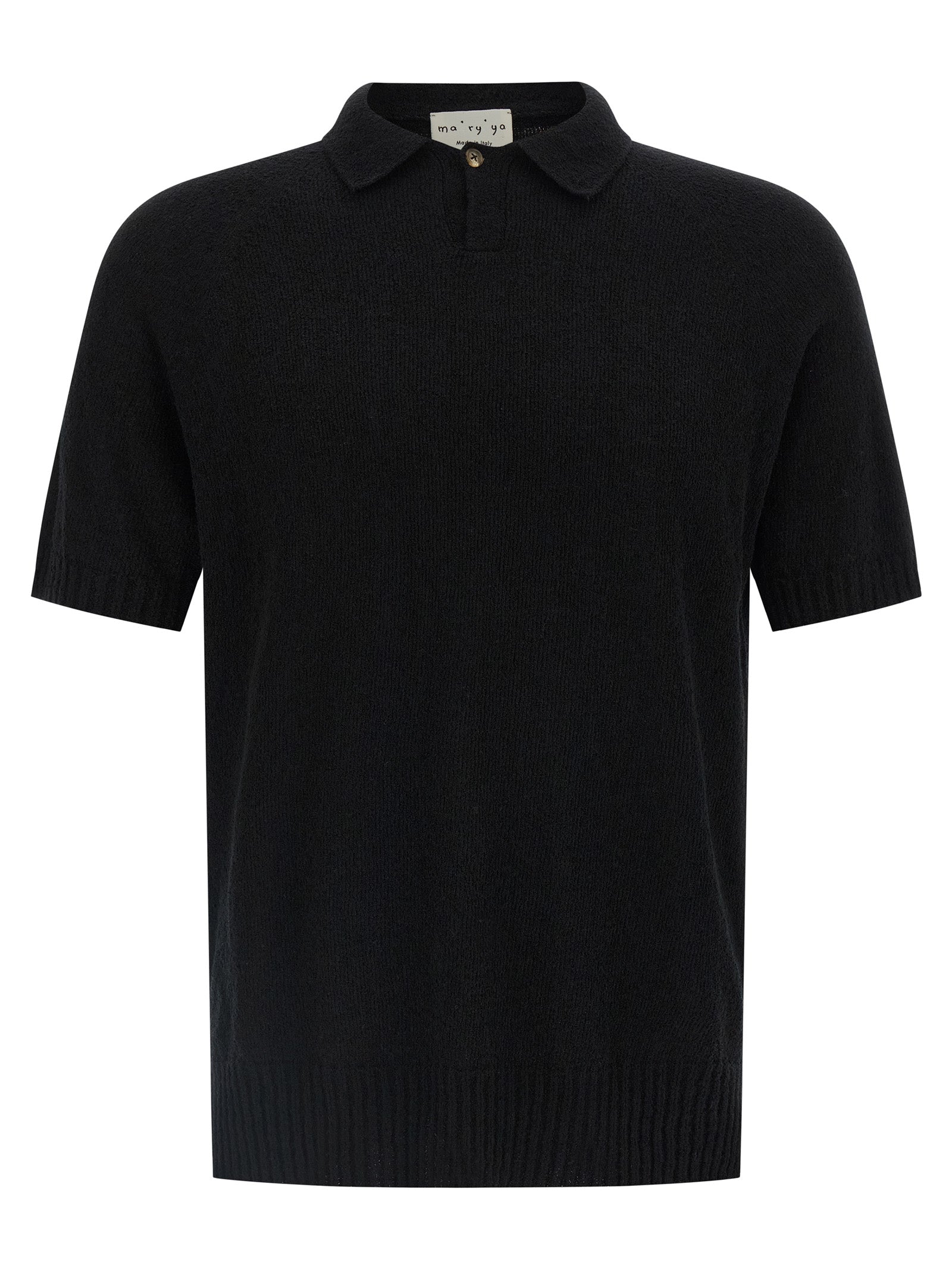 MA'RY'YA Black Cotton Polo Shirt