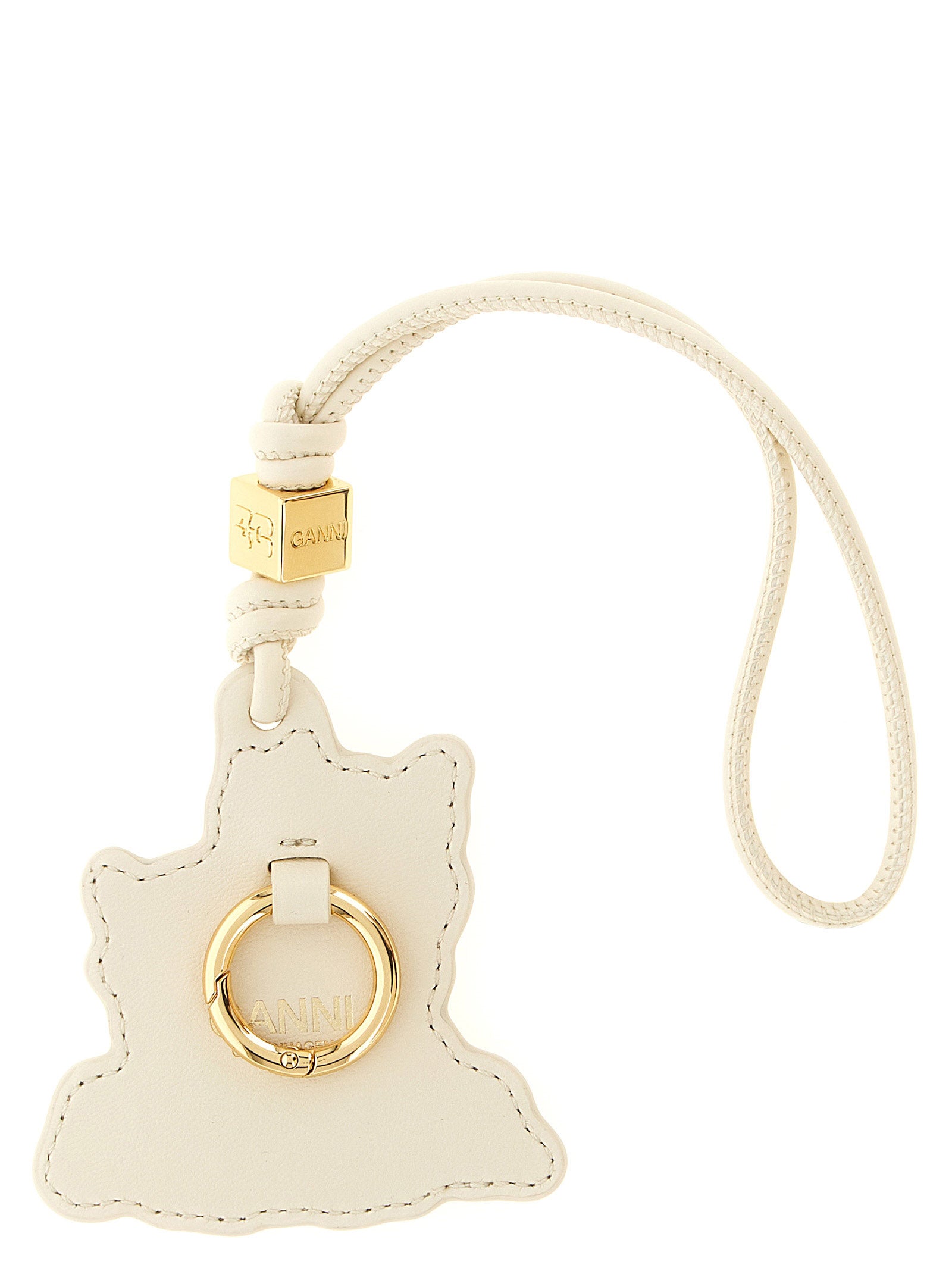 Ganni Beige Leather Keychain