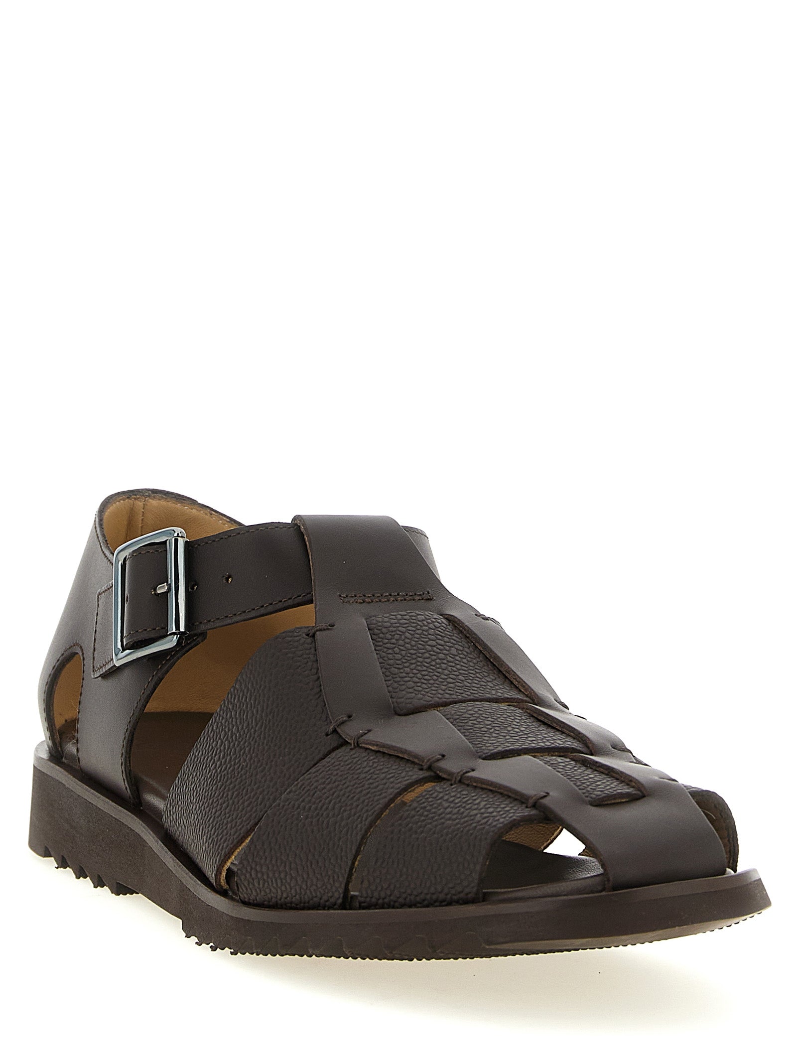 PARABOOT Brown Calfskin Flat Sandals