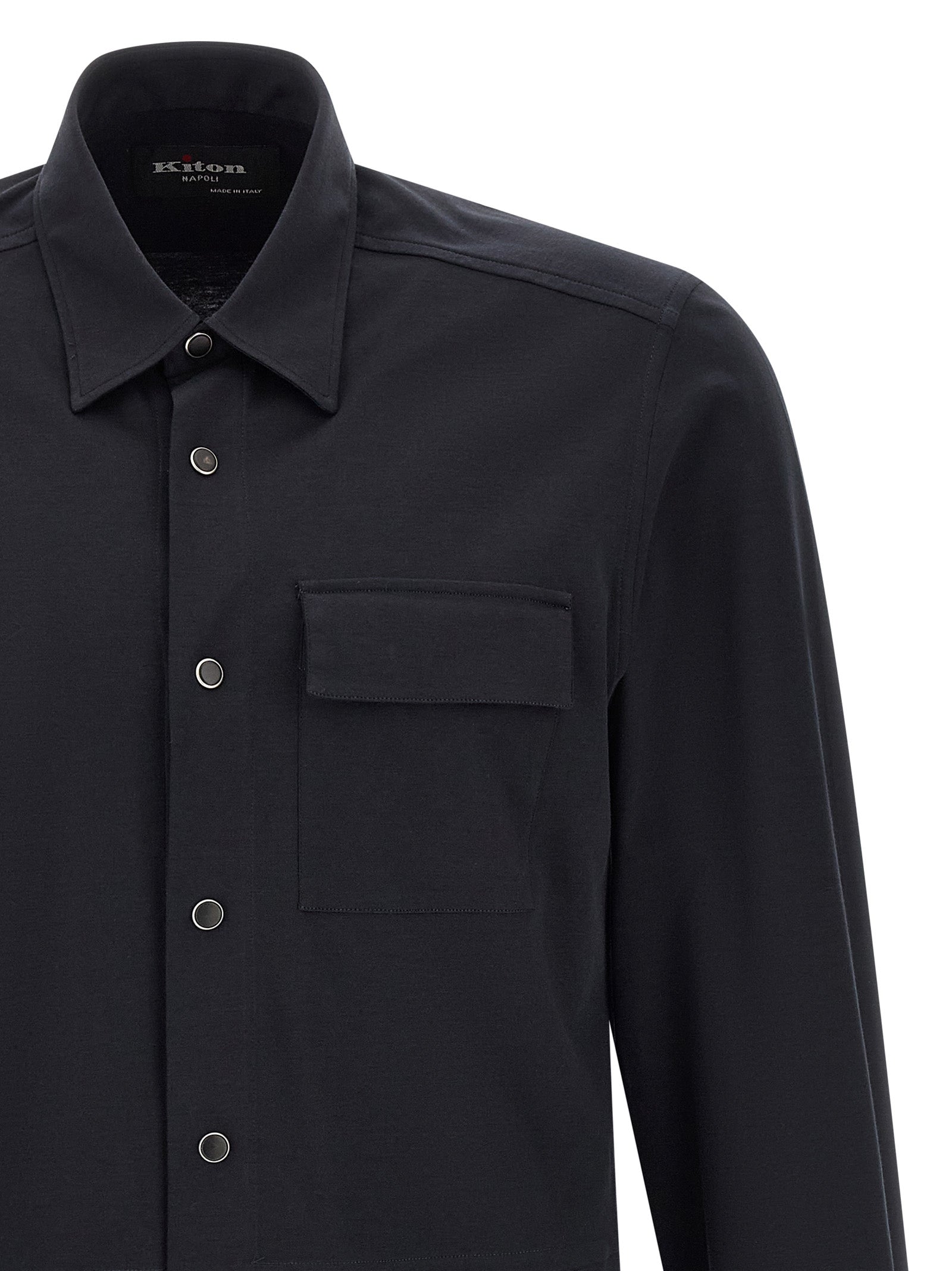 Kiton Blue Cotton Blouse