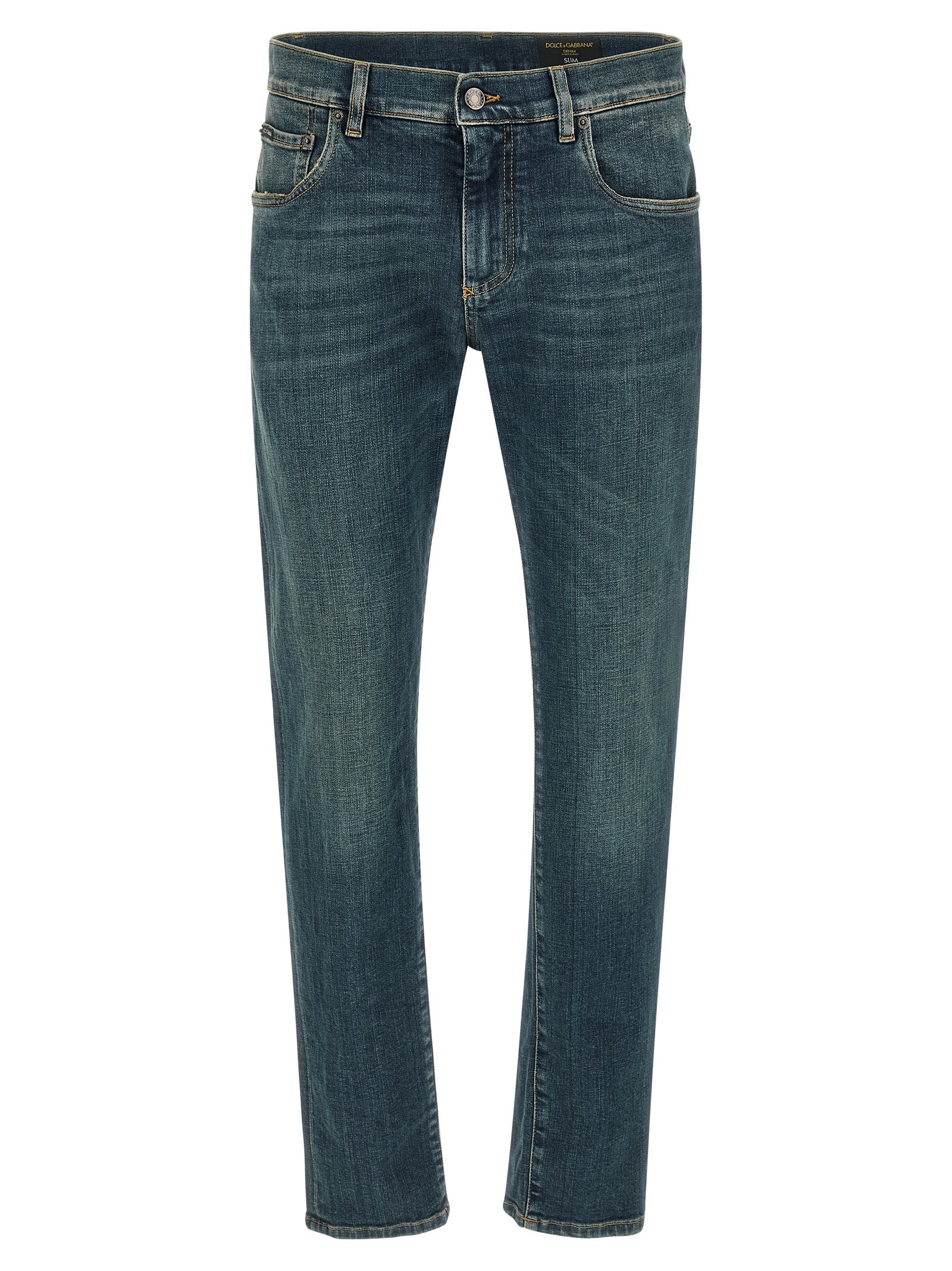 Dolce & Gabbana Blue Cotton Slim Fit Jeans
