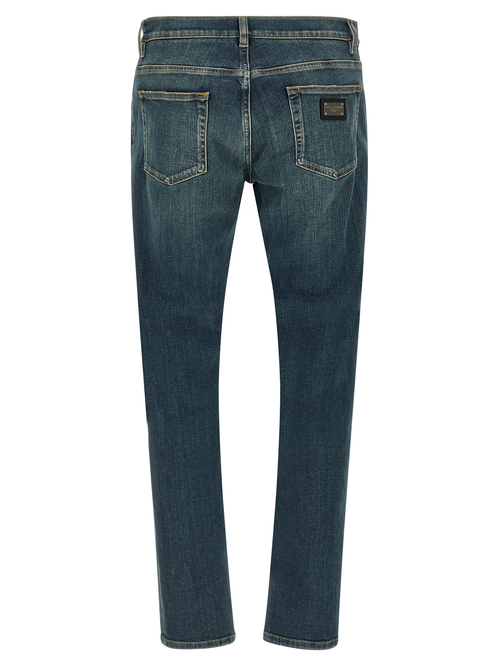 Dolce & Gabbana Blue Cotton Slim Fit Jeans