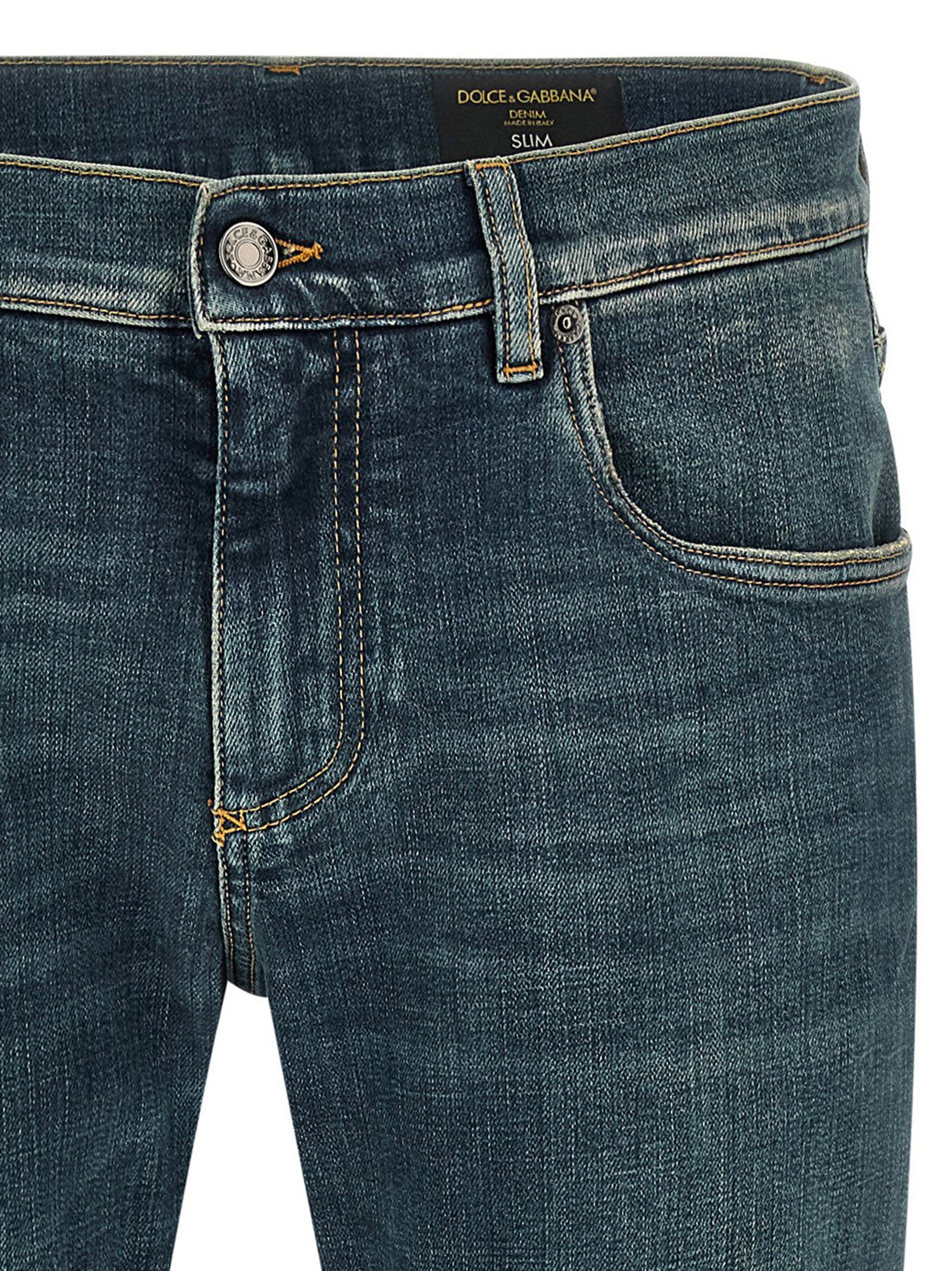 Dolce & Gabbana Blue Cotton Slim Fit Jeans