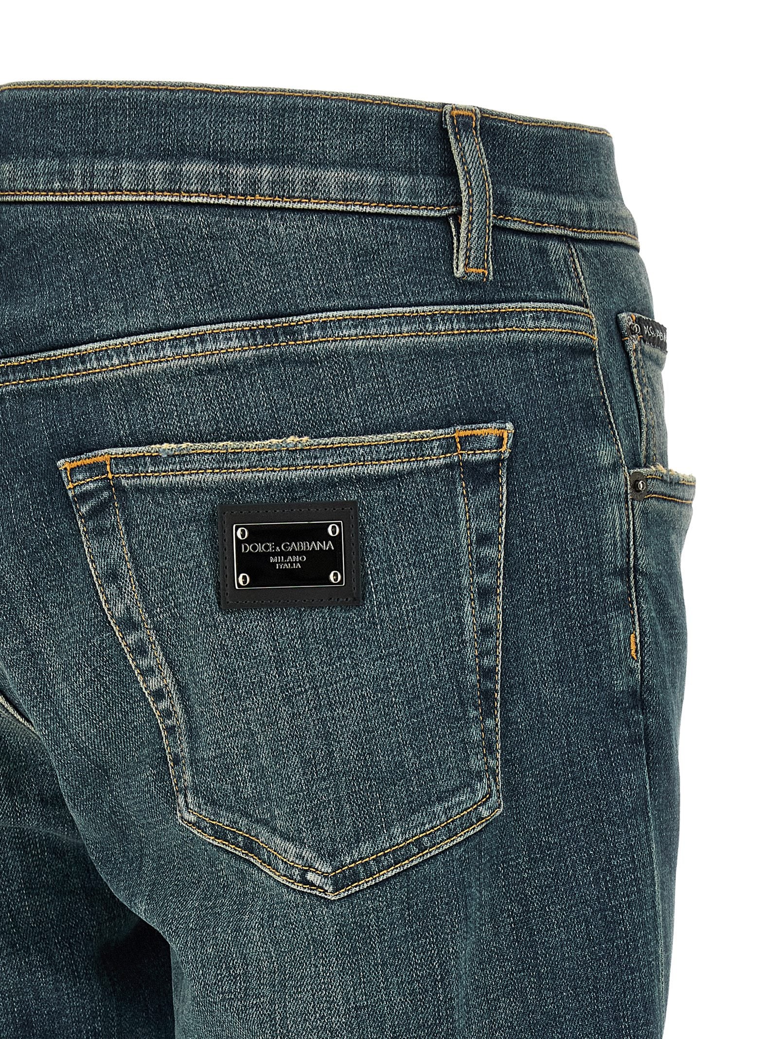 Dolce & Gabbana Blue Cotton Slim Fit Jeans