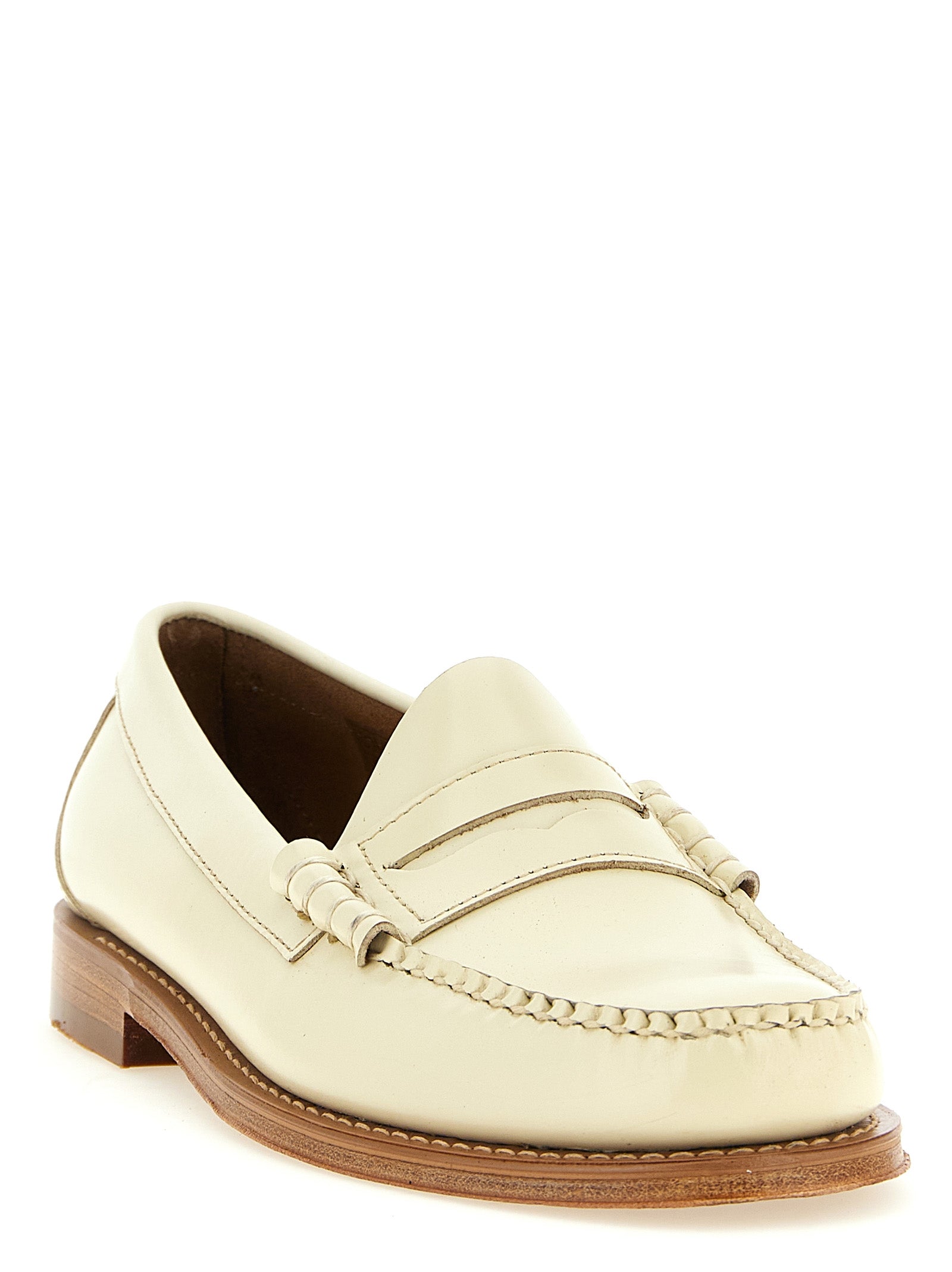 G.H. BASS Beige Cowhide Slip-On Loafers