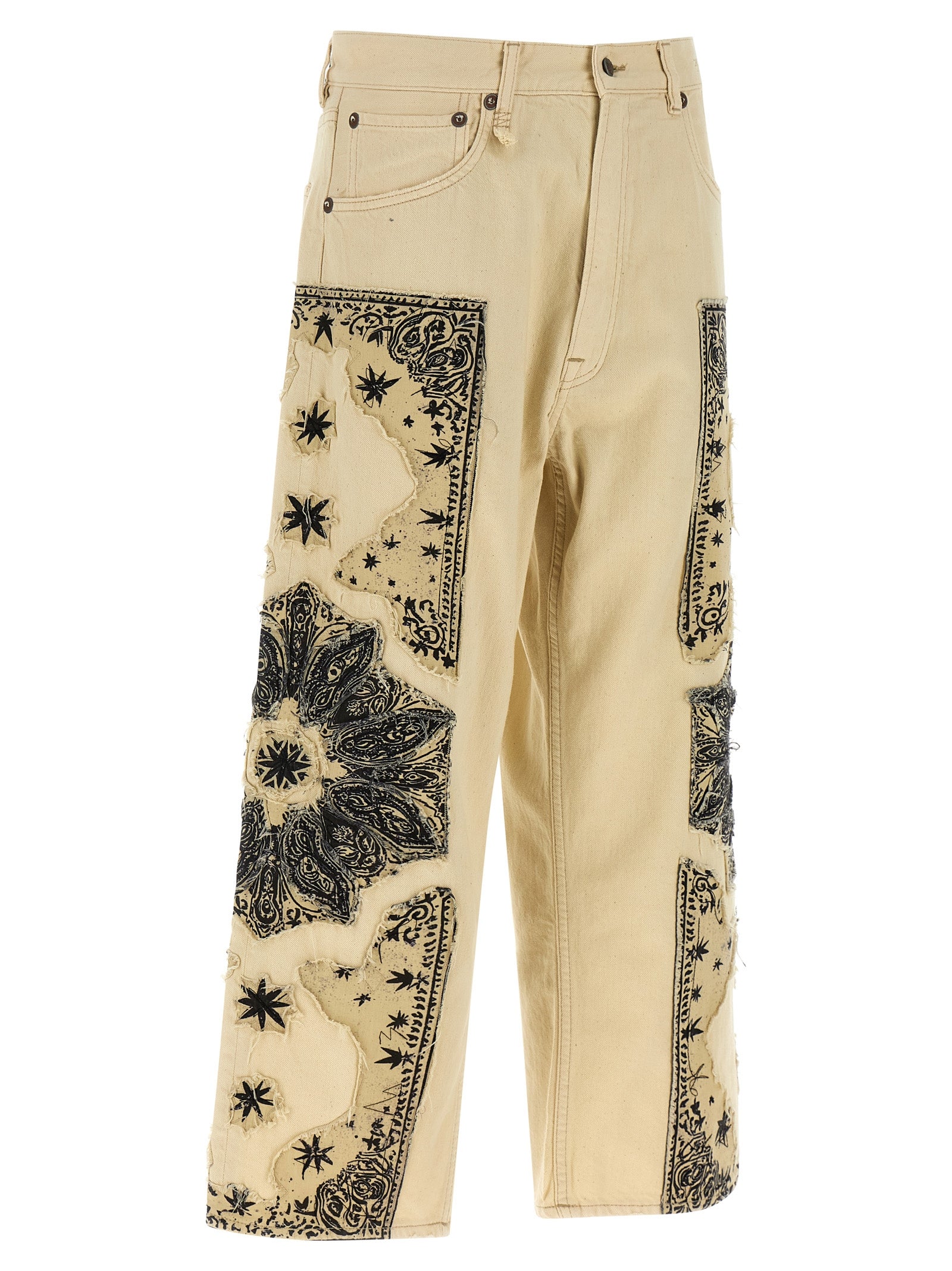 R13 Beige Cotton Straight-Leg Jeans