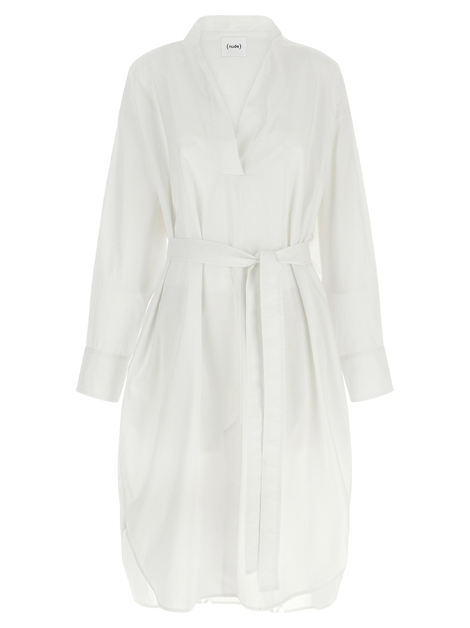 NUDE White Cotton Midi Dress