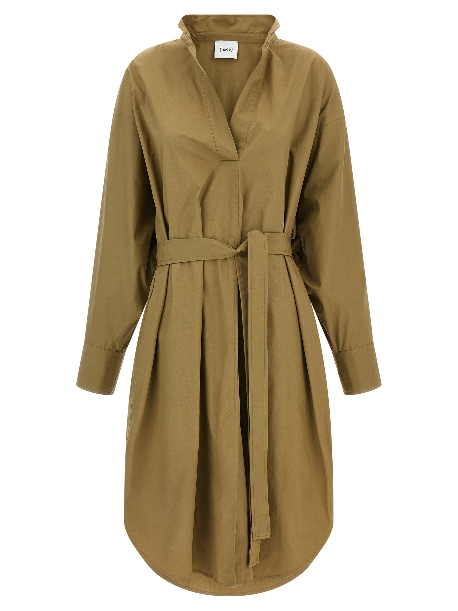 NUDE Brown Cotton Midi Dress