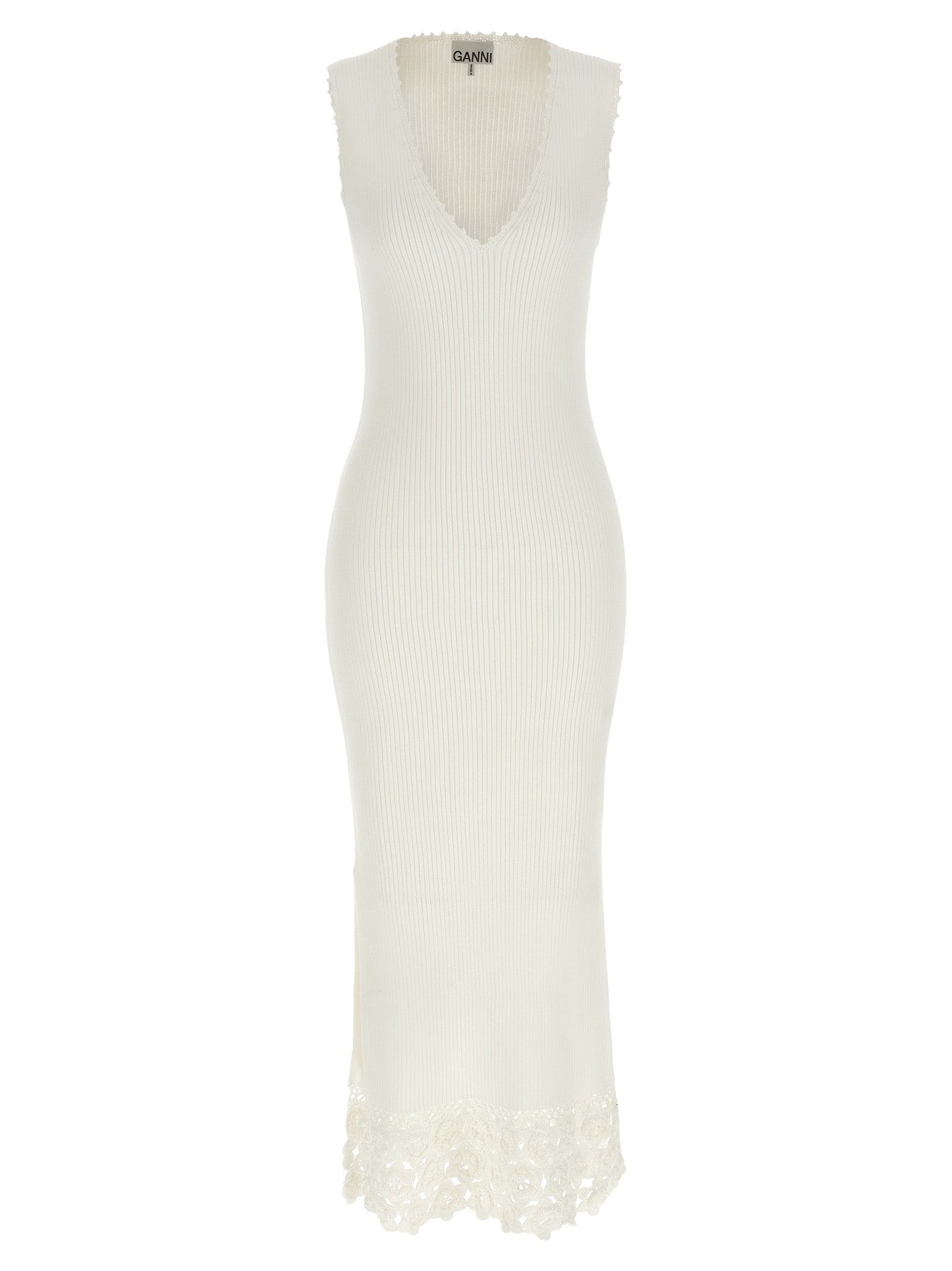 Ganni White Organic Cotton Long Dress