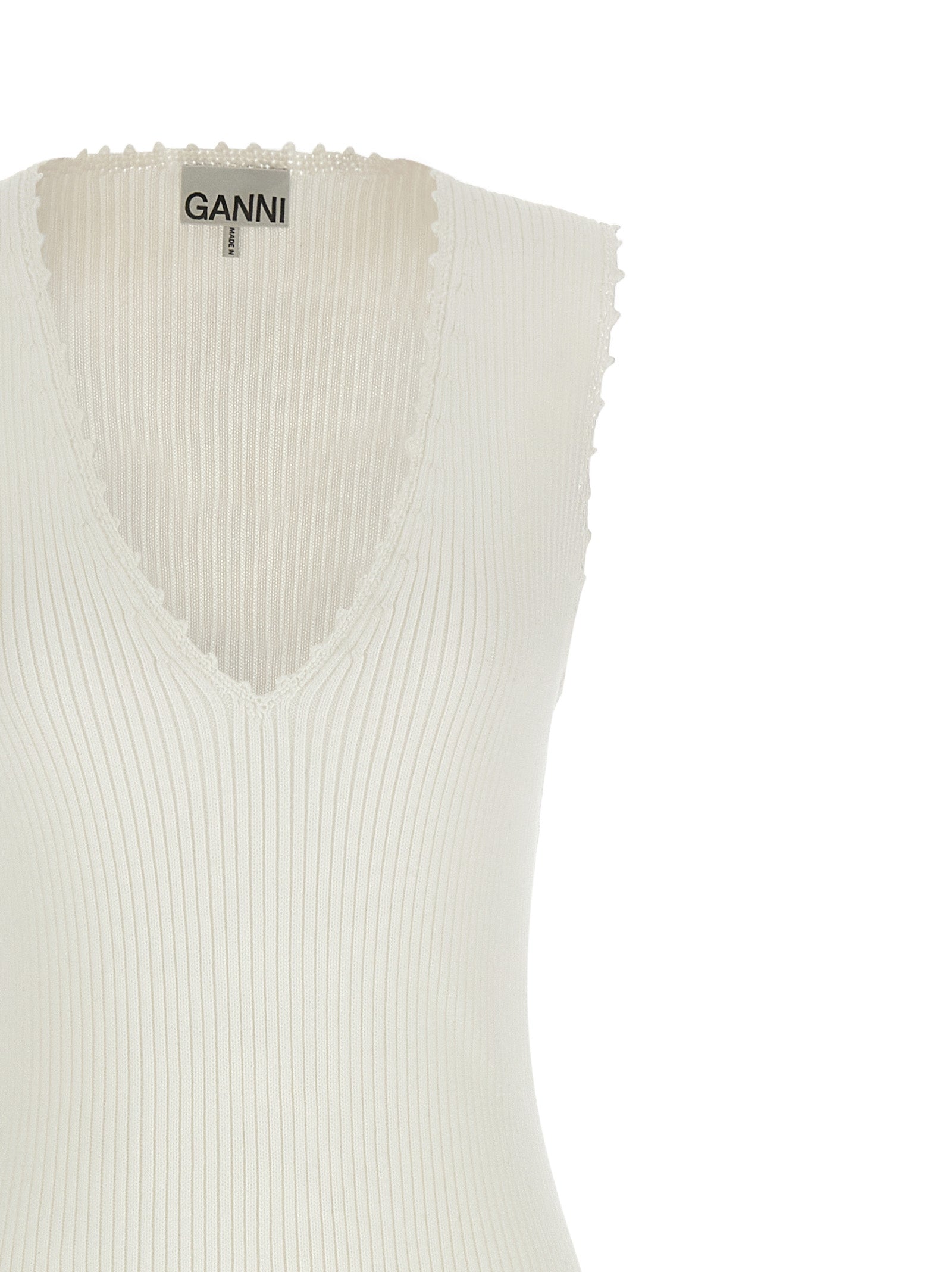 Ganni White Organic Cotton Long Dress