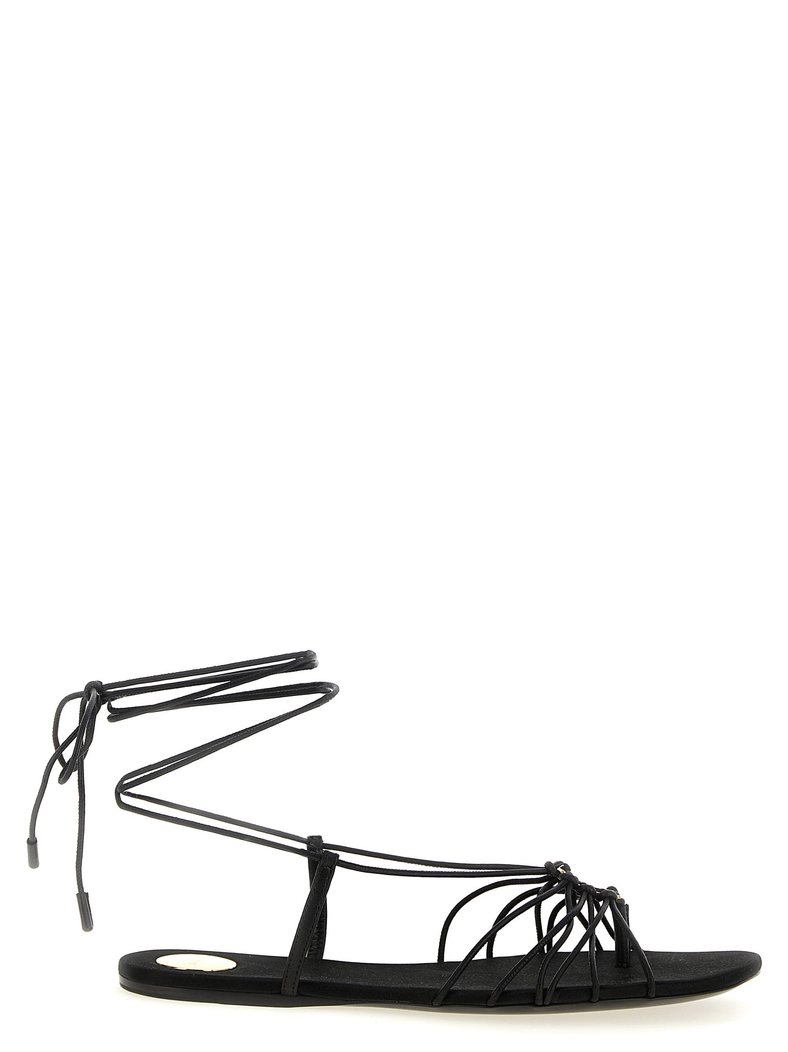Saint Laurent Black Lamb Leather Flat Sandals