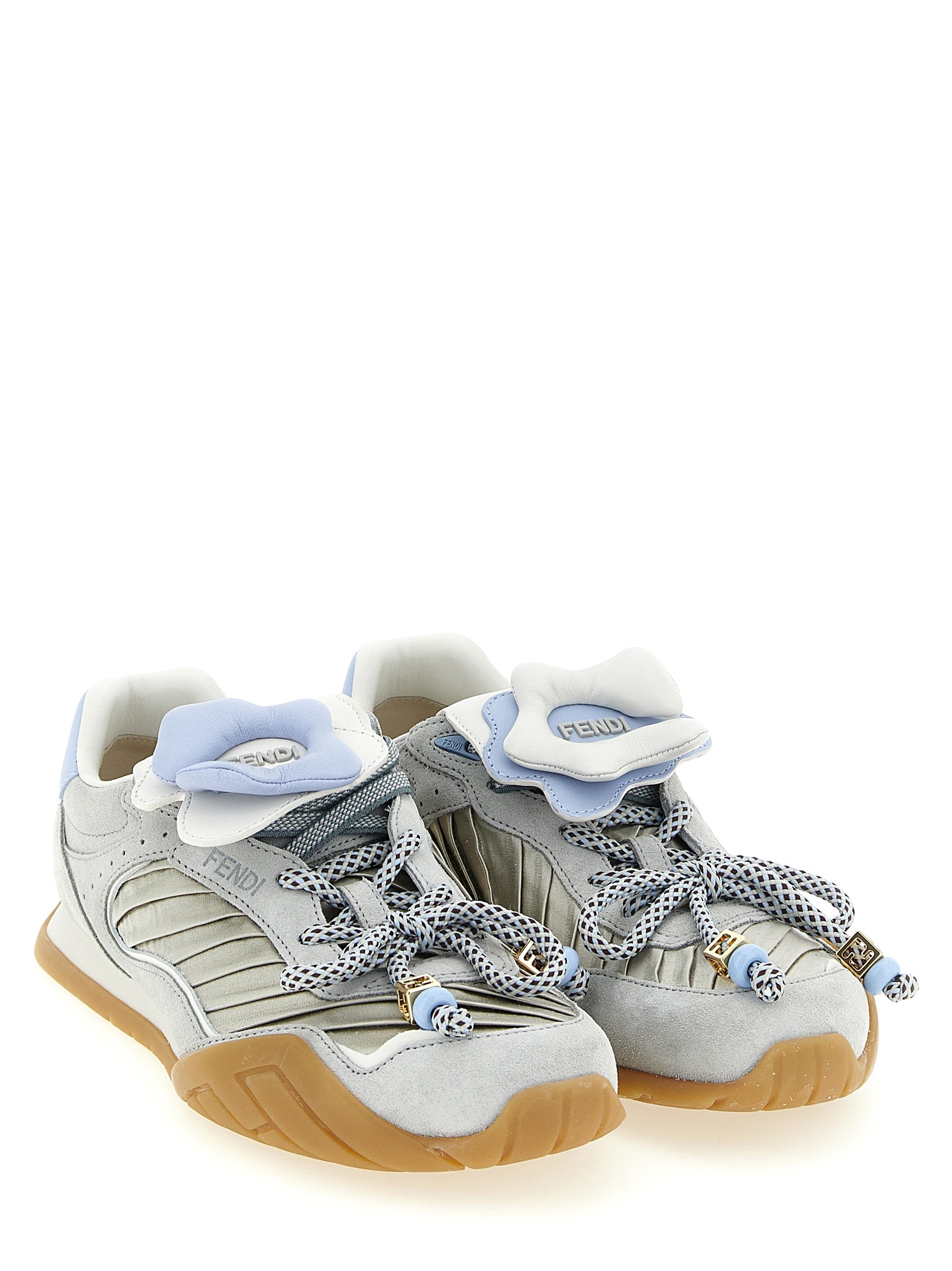 Fendi Gray Calfskin Athletic Sneakers