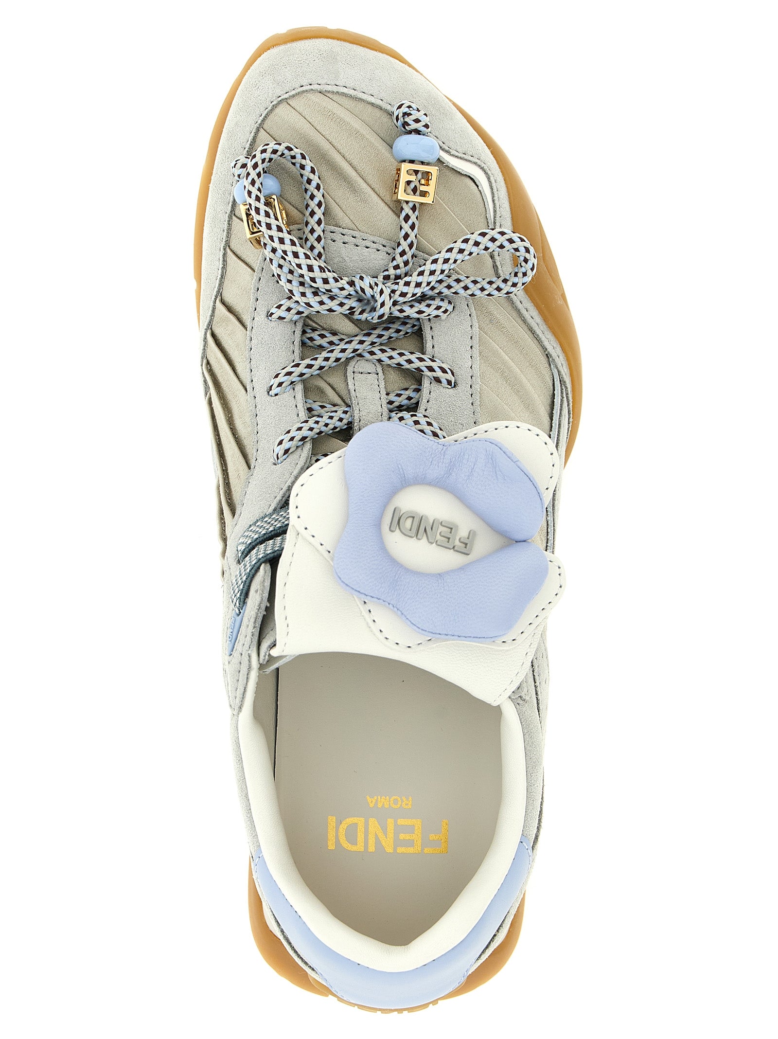 Fendi Gray Calfskin Athletic Sneakers