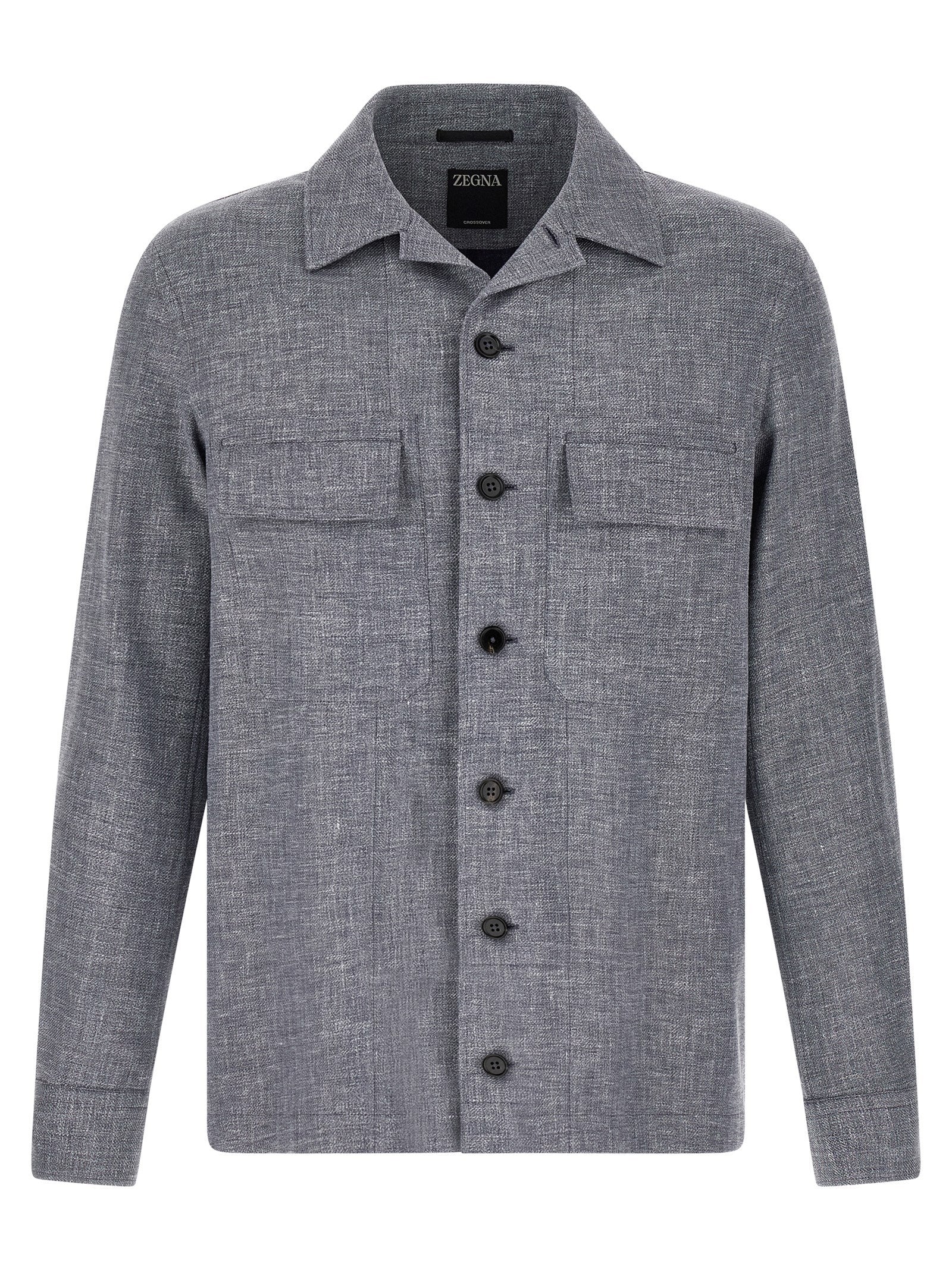 ZEGNA Blue Linen Blouse