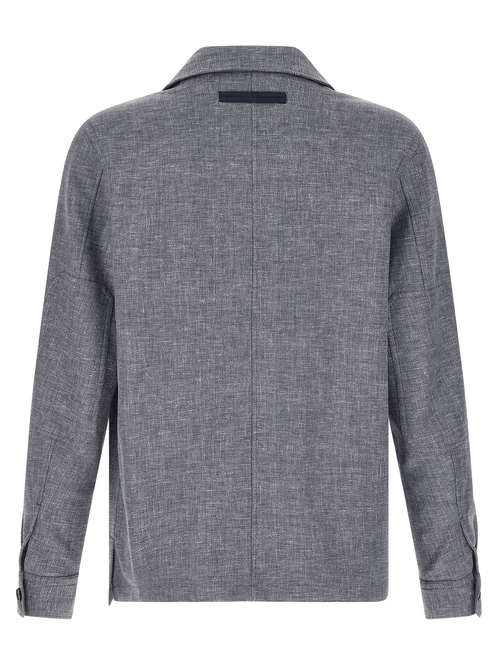 ZEGNA Blue Linen Blouse