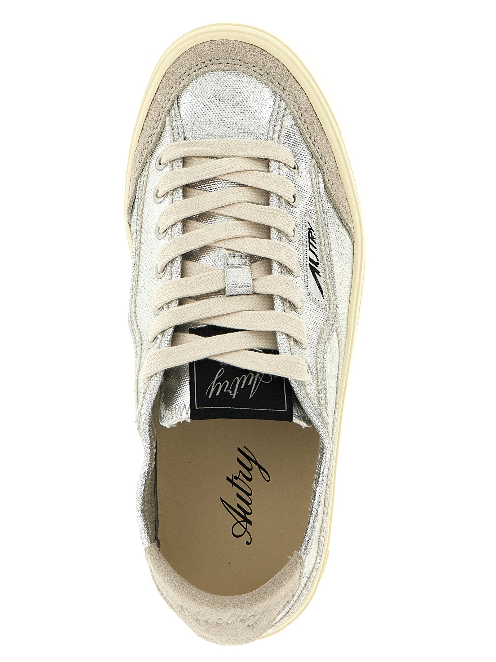 Autry Silver Canvas Low Top Sneakers
