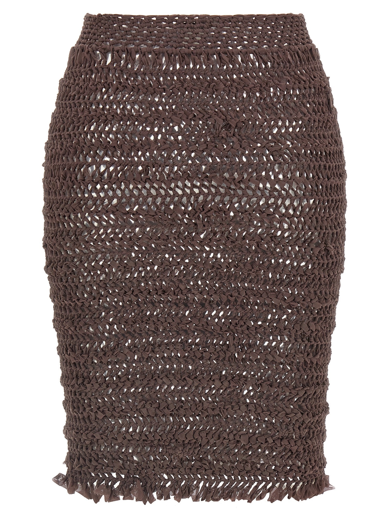 ALLIS Brown Polyester Midi Skirt