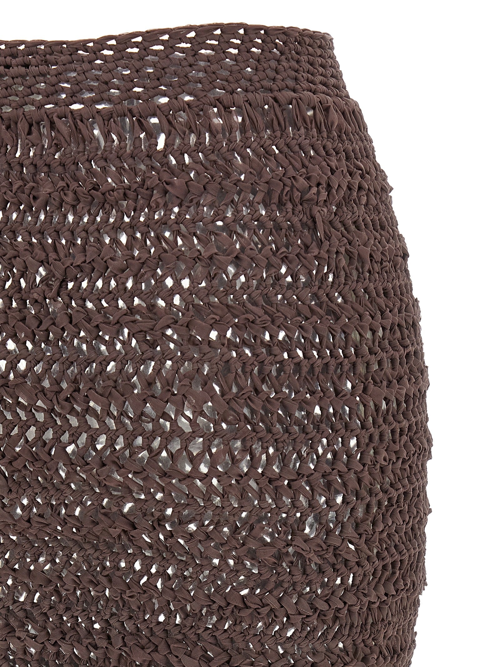 ALLIS Brown Polyester Midi Skirt