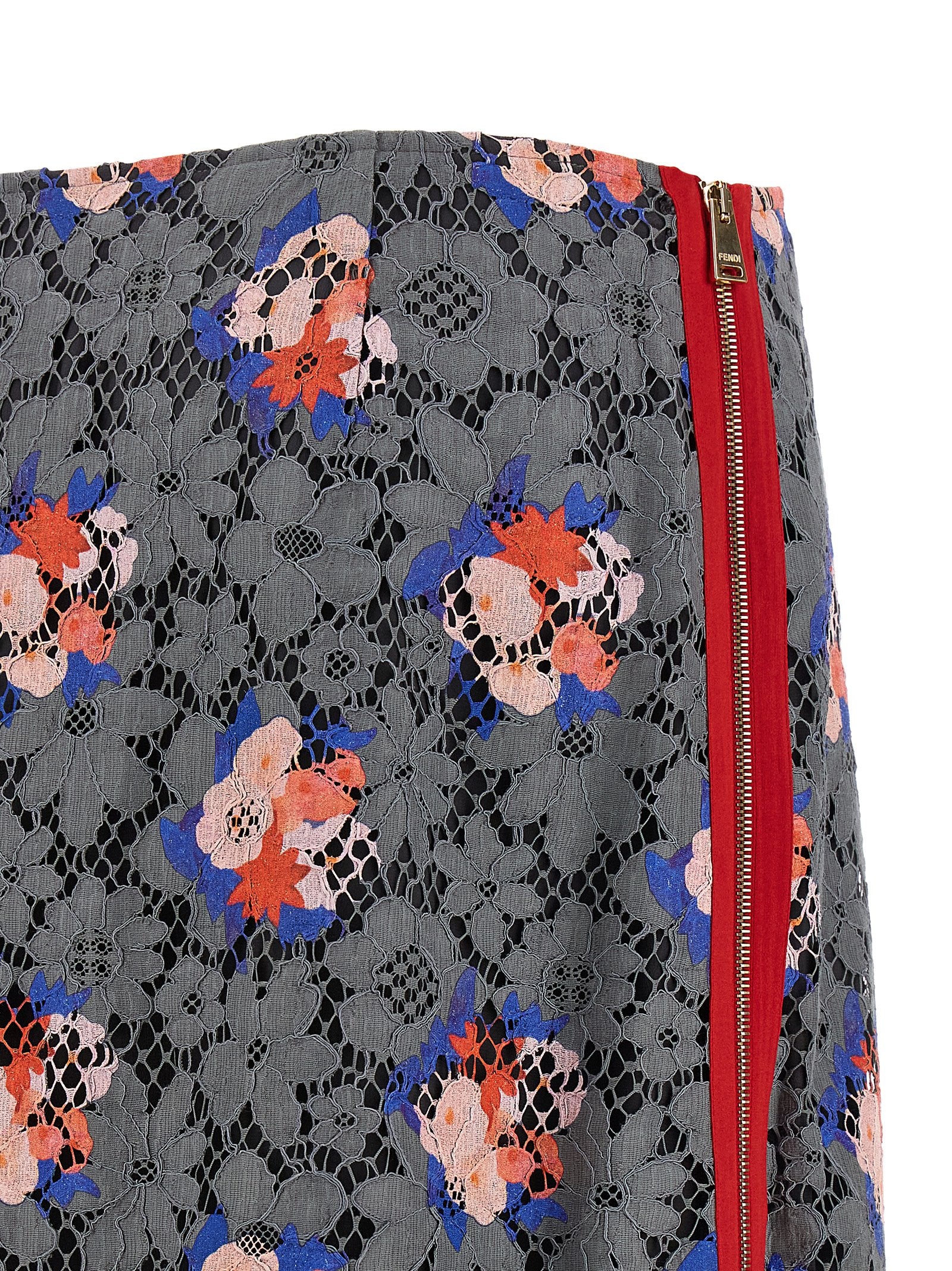 Fendi Gray Cotton Midi Skirt