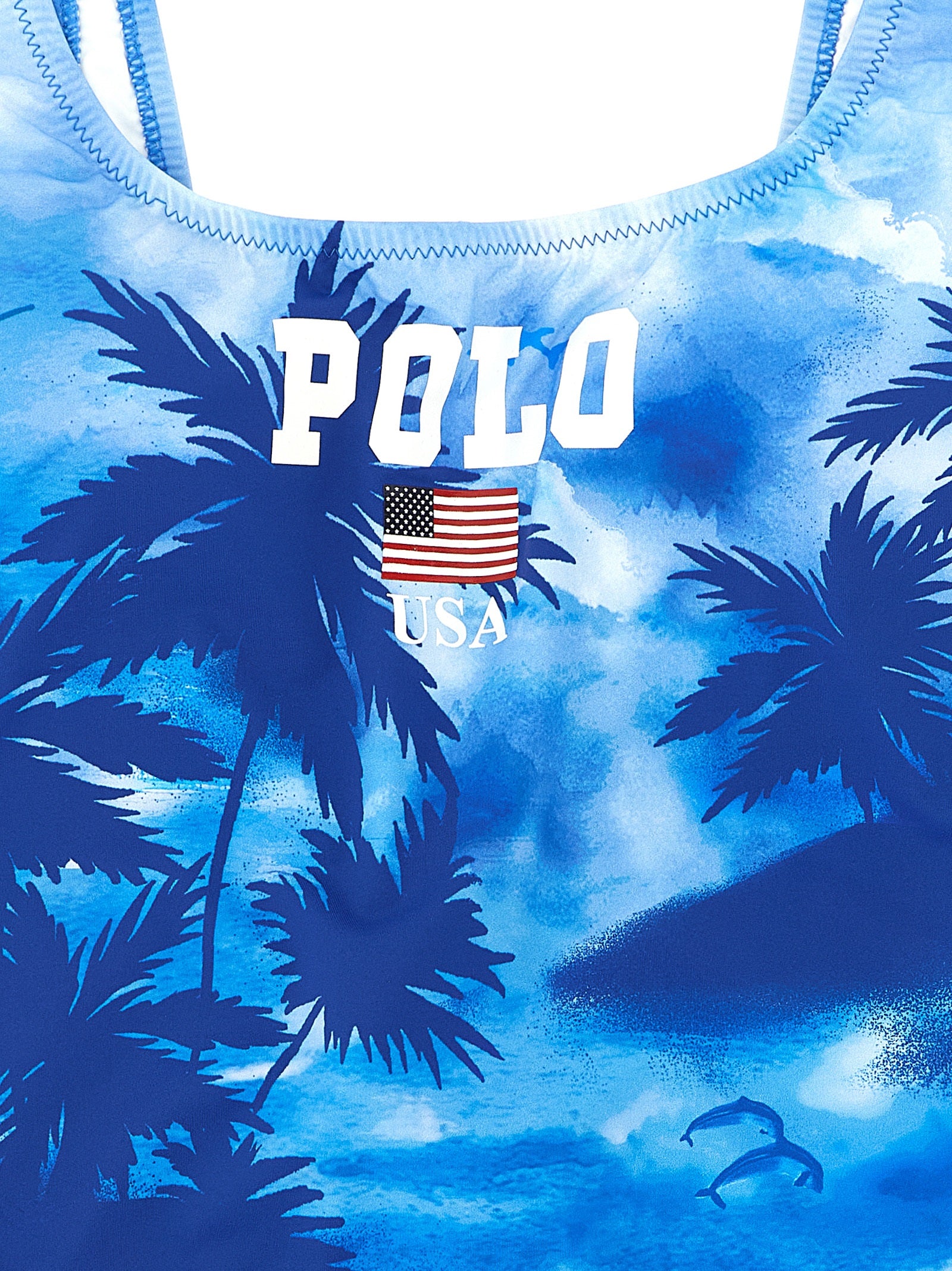 Polo Ralph Lauren Blue Nylon One-Piece Swimsuit