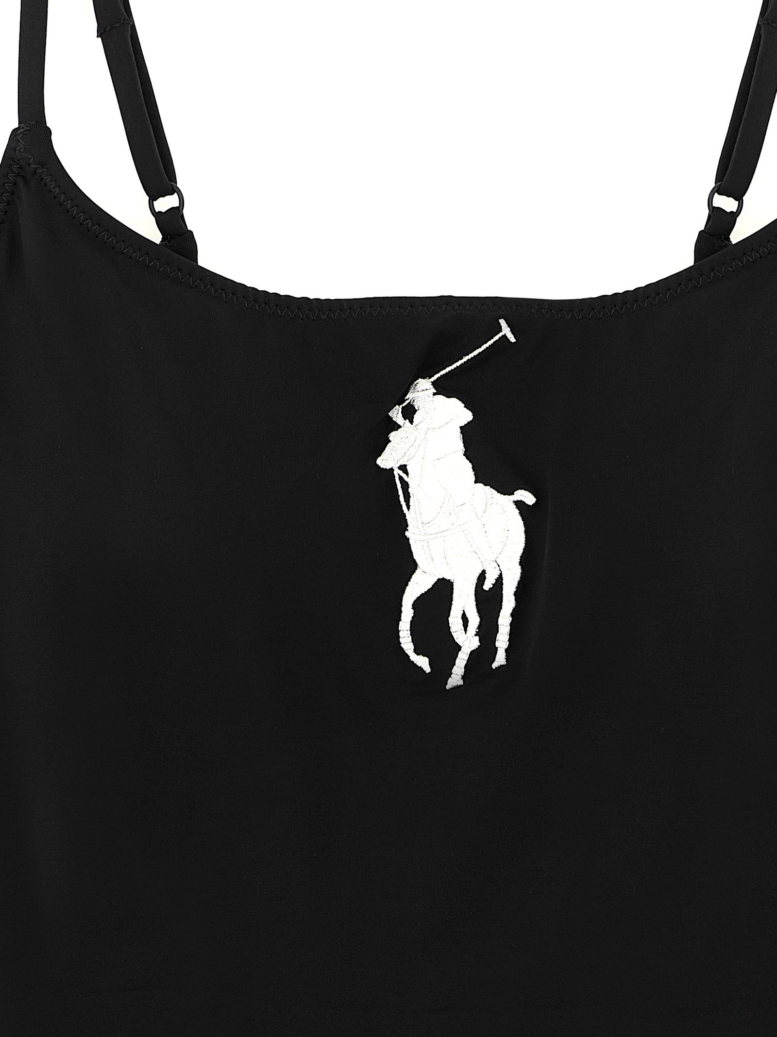 Polo Ralph Lauren Black Nylon One-Piece Swimsuit