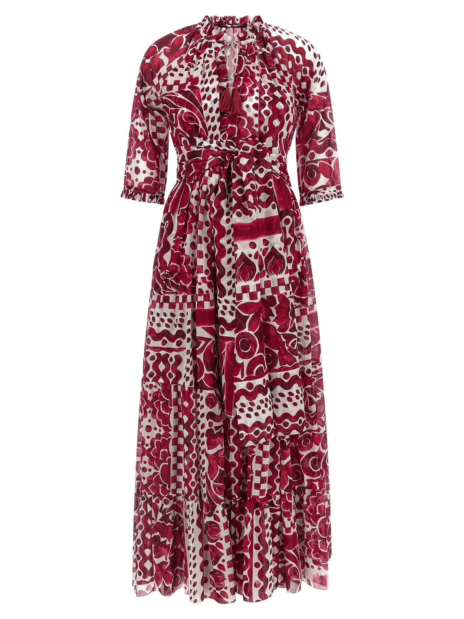 SAMANTHA SUNG Fuchsia Cotton Long Dress