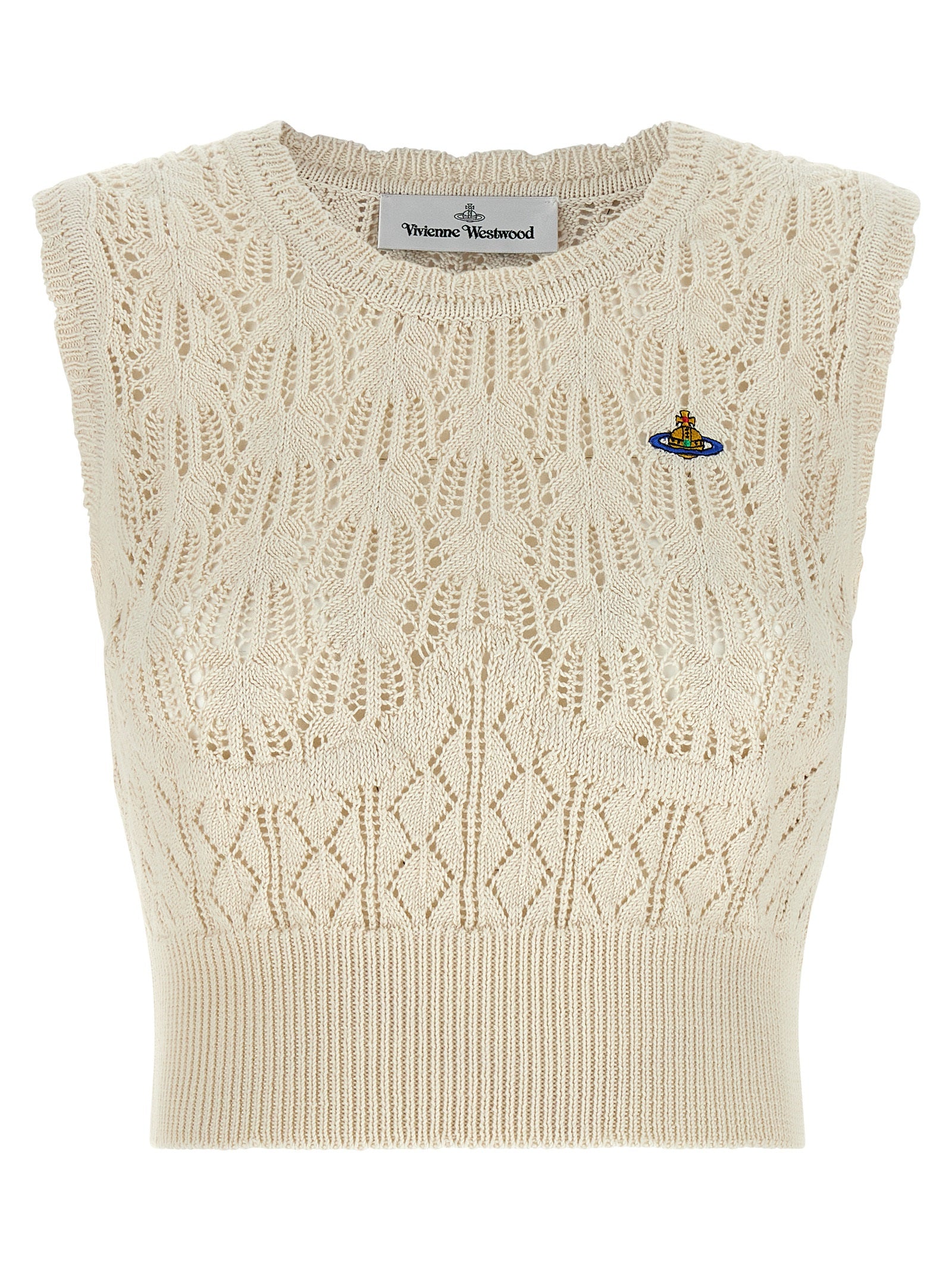 Vivienne Westwood Beige Cotton Sleeveles T-Shirt