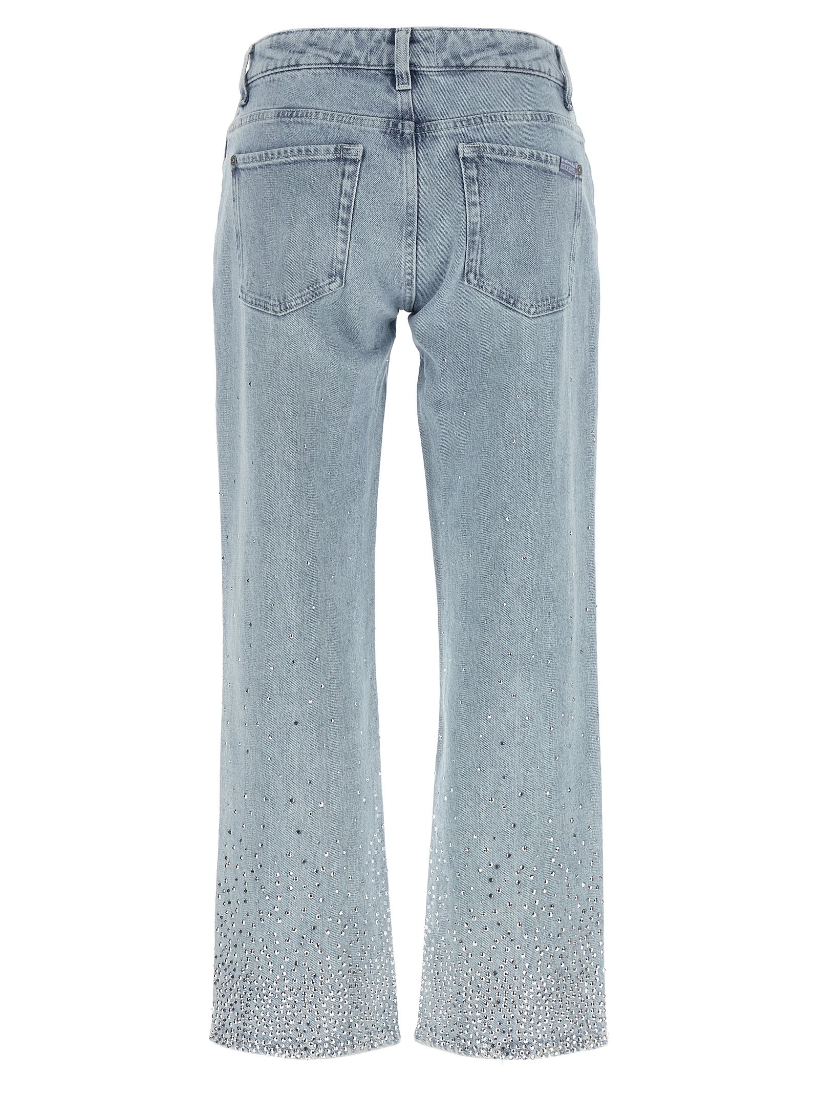 7 For All Mankind Blue Cotton Straight-Leg Jeans
