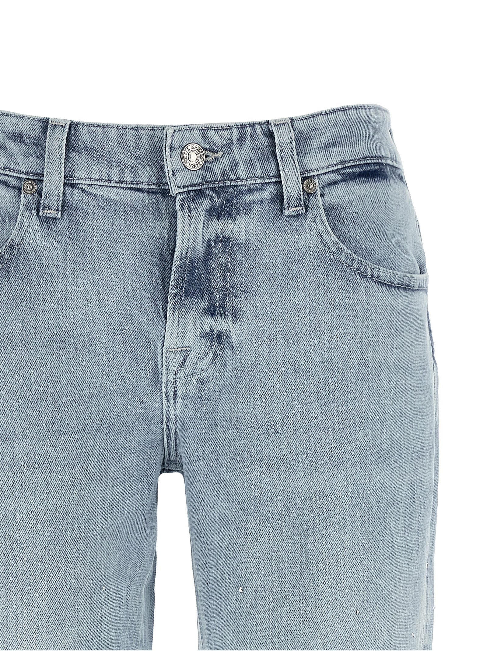 7 For All Mankind Blue Cotton Straight-Leg Jeans