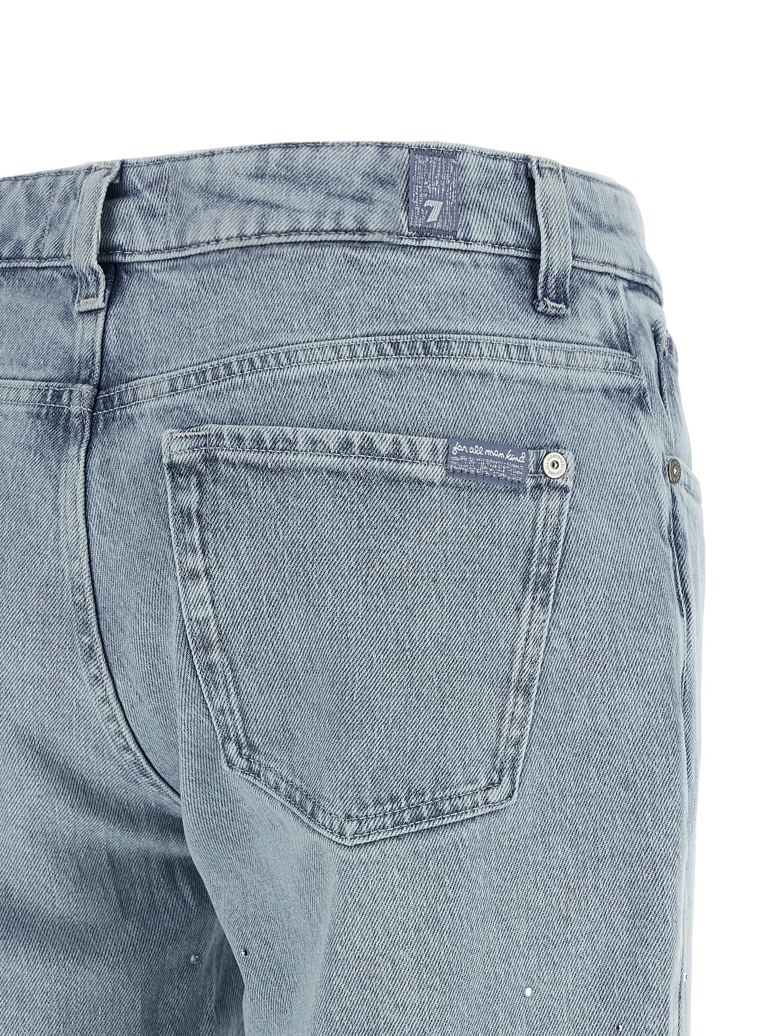 7 For All Mankind Blue Cotton Straight-Leg Jeans