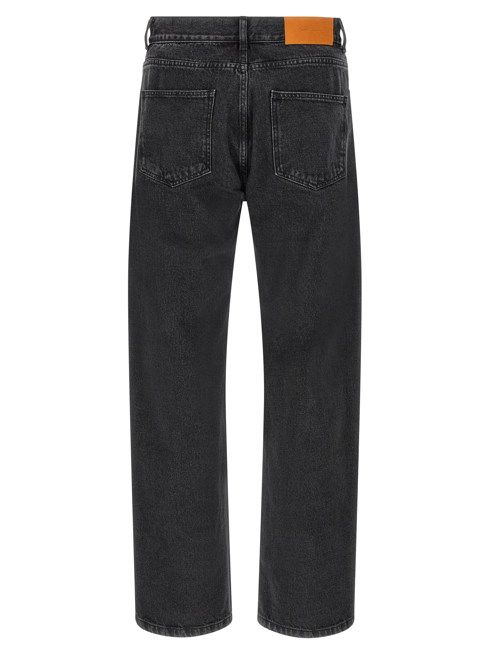 SECOND/LAYER Black Cotton Straight-Leg Jeans