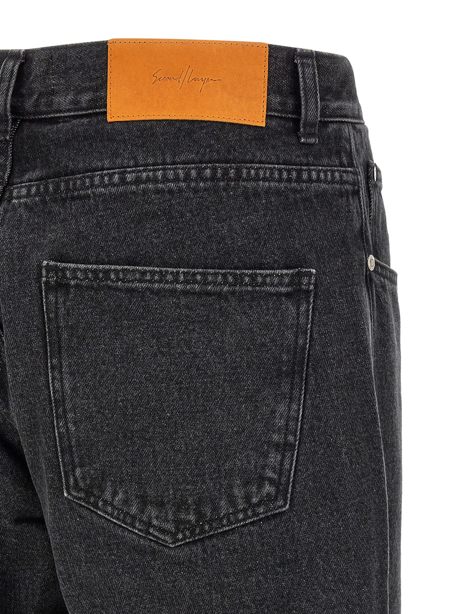 SECOND/LAYER Black Cotton Straight-Leg Jeans