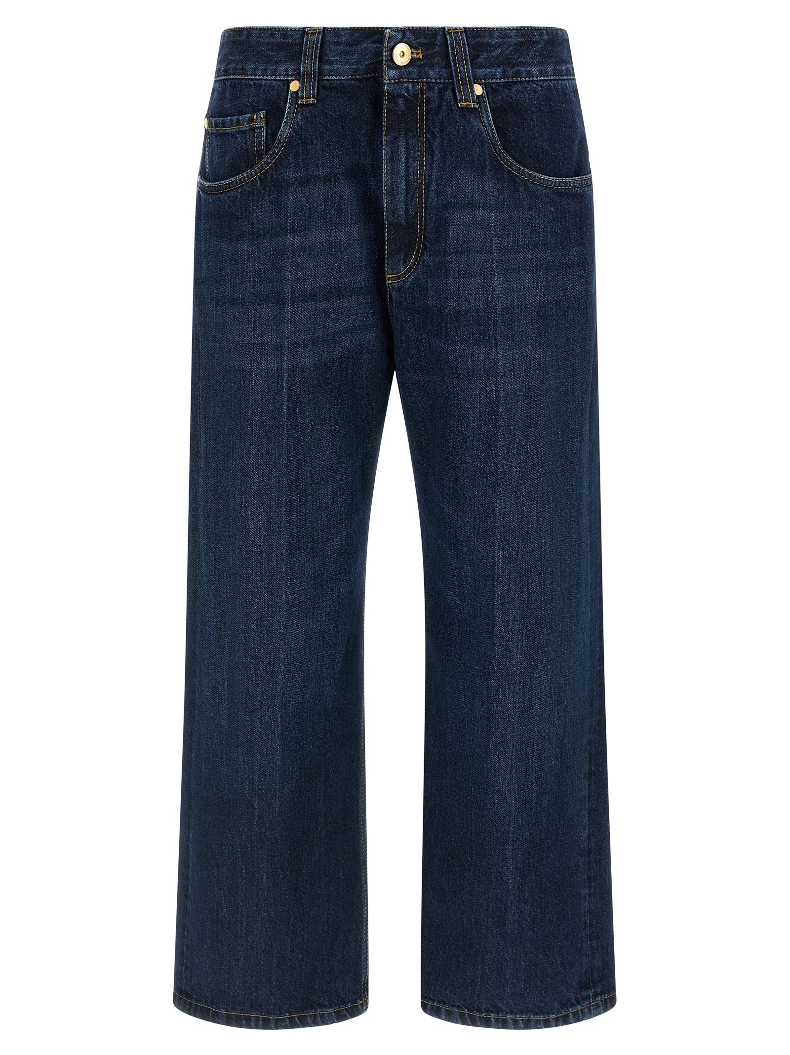 Brunello Cucinelli Blue Cotton Cropped Jeans