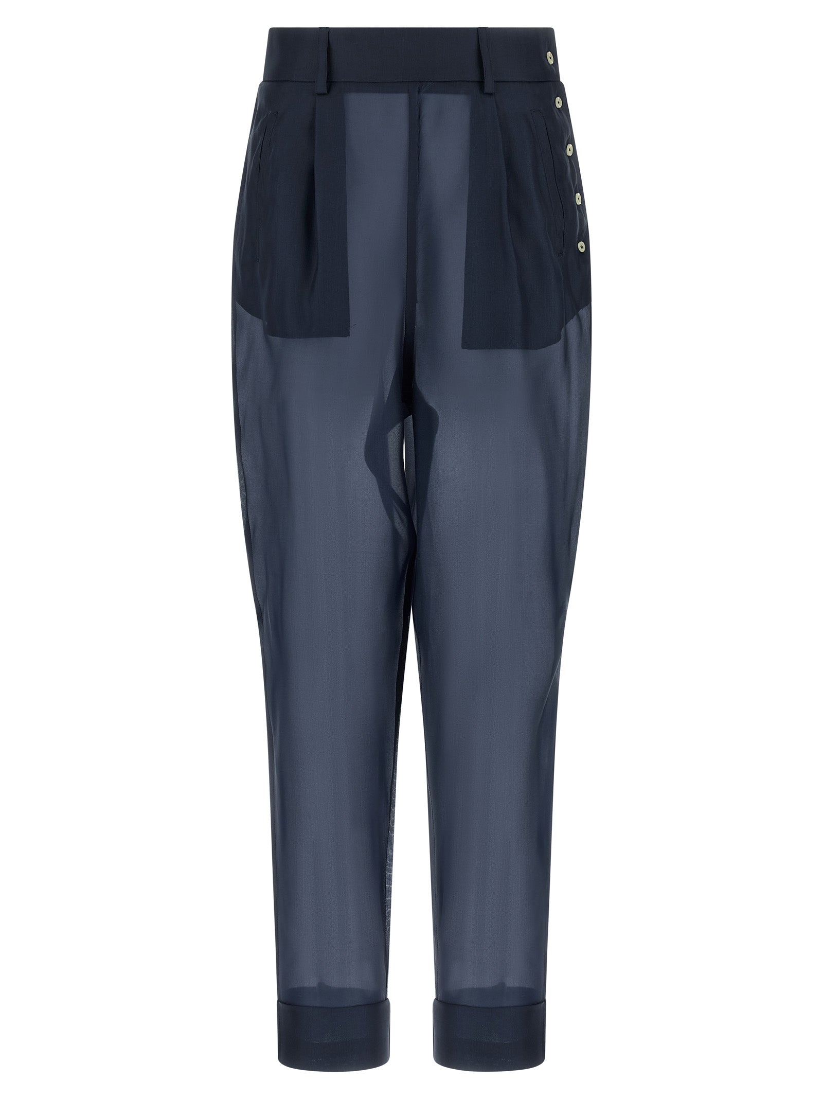 MAISON JEJIA Blue Silk Casual Pants