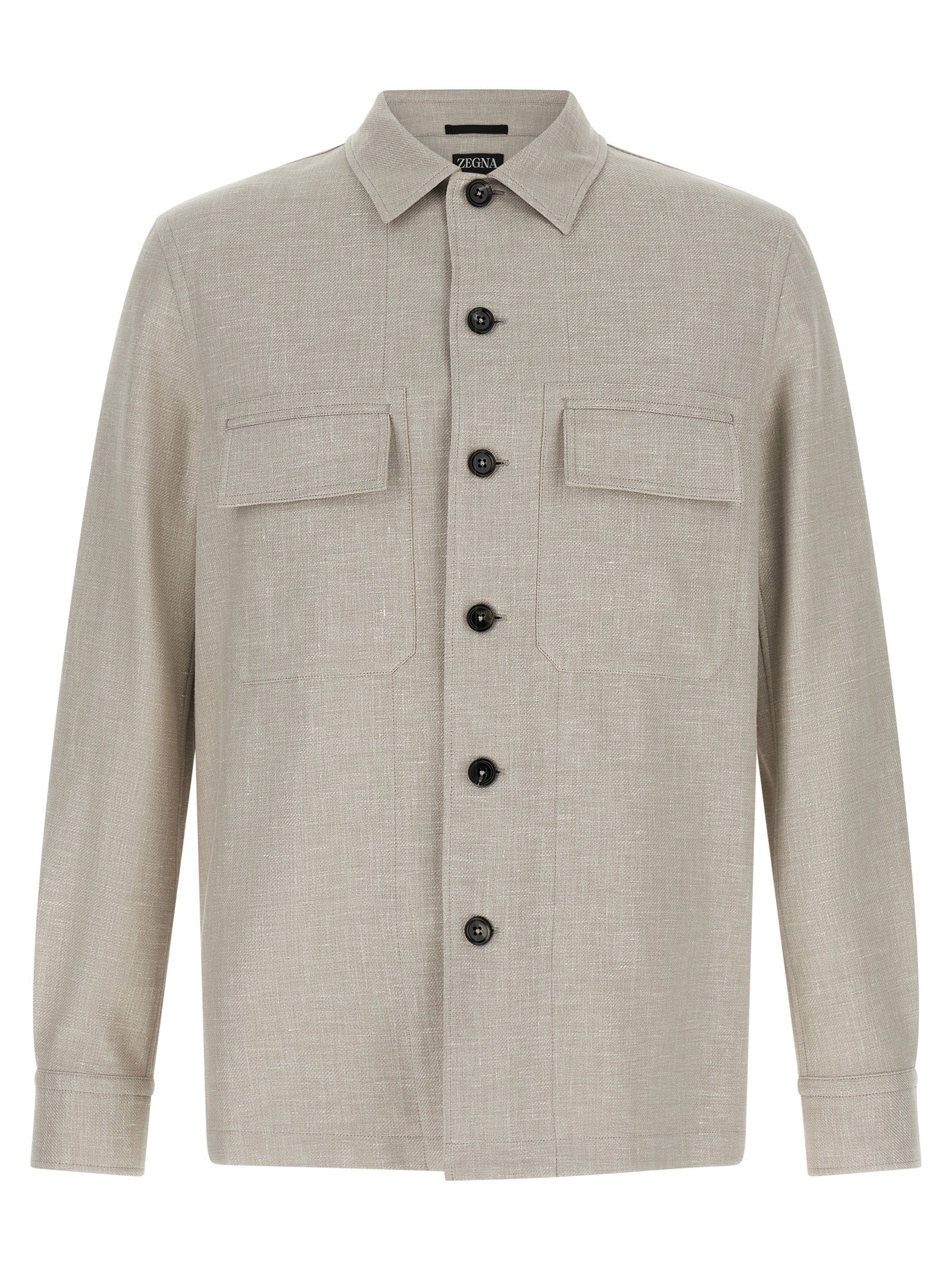 ZEGNA Gray Linen Blouse