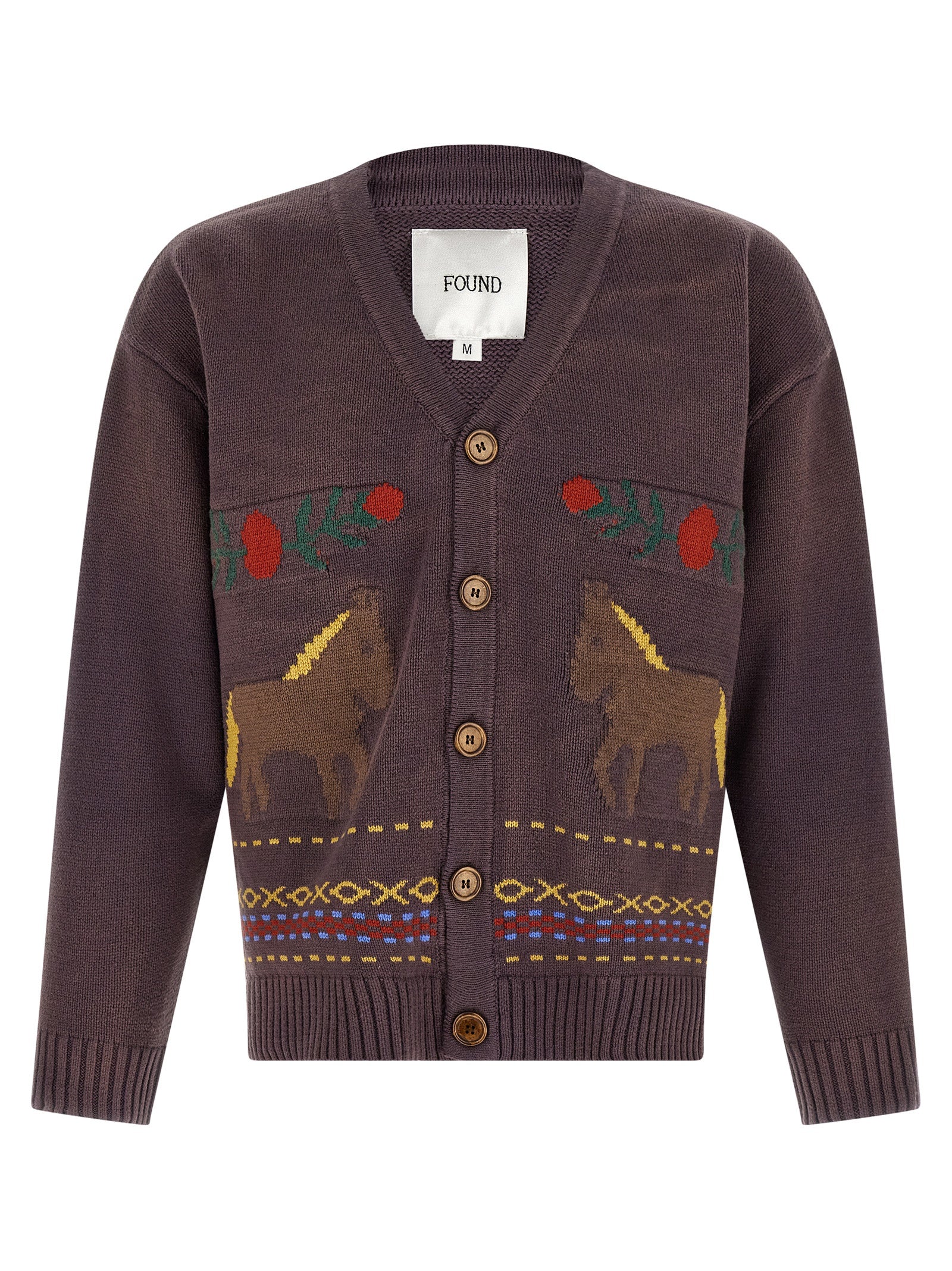 FOUND Brown Cotton Cardigan