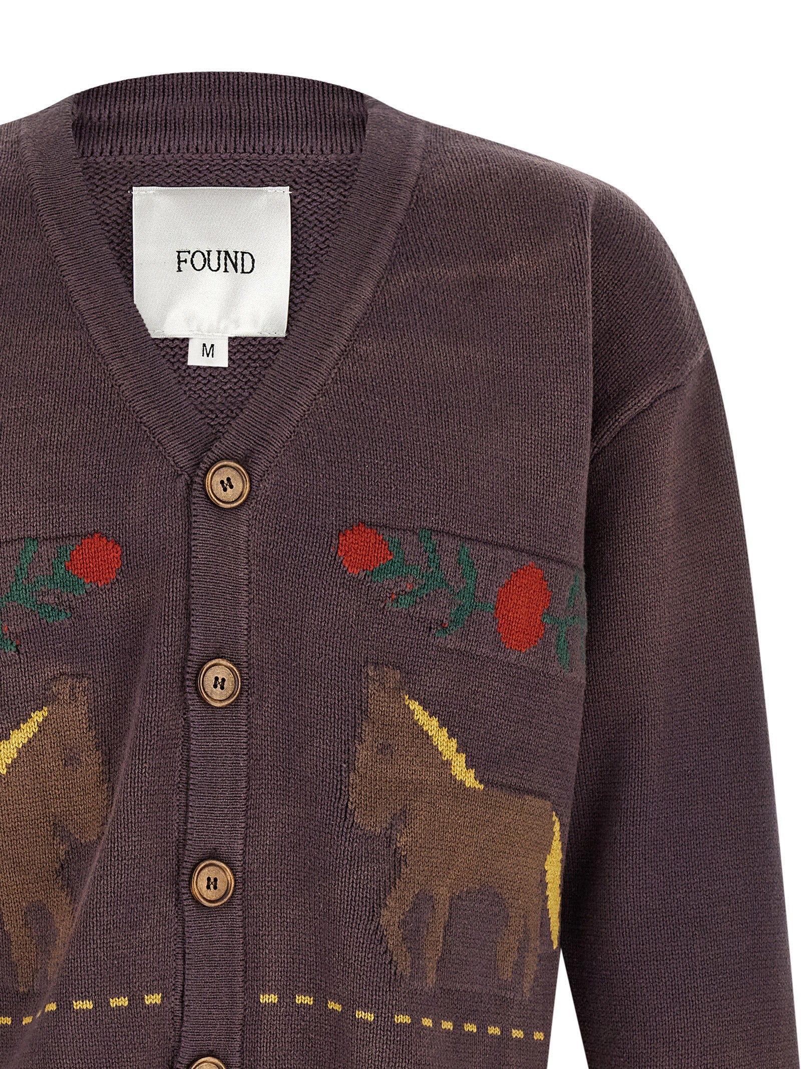 FOUND Brown Cotton Cardigan