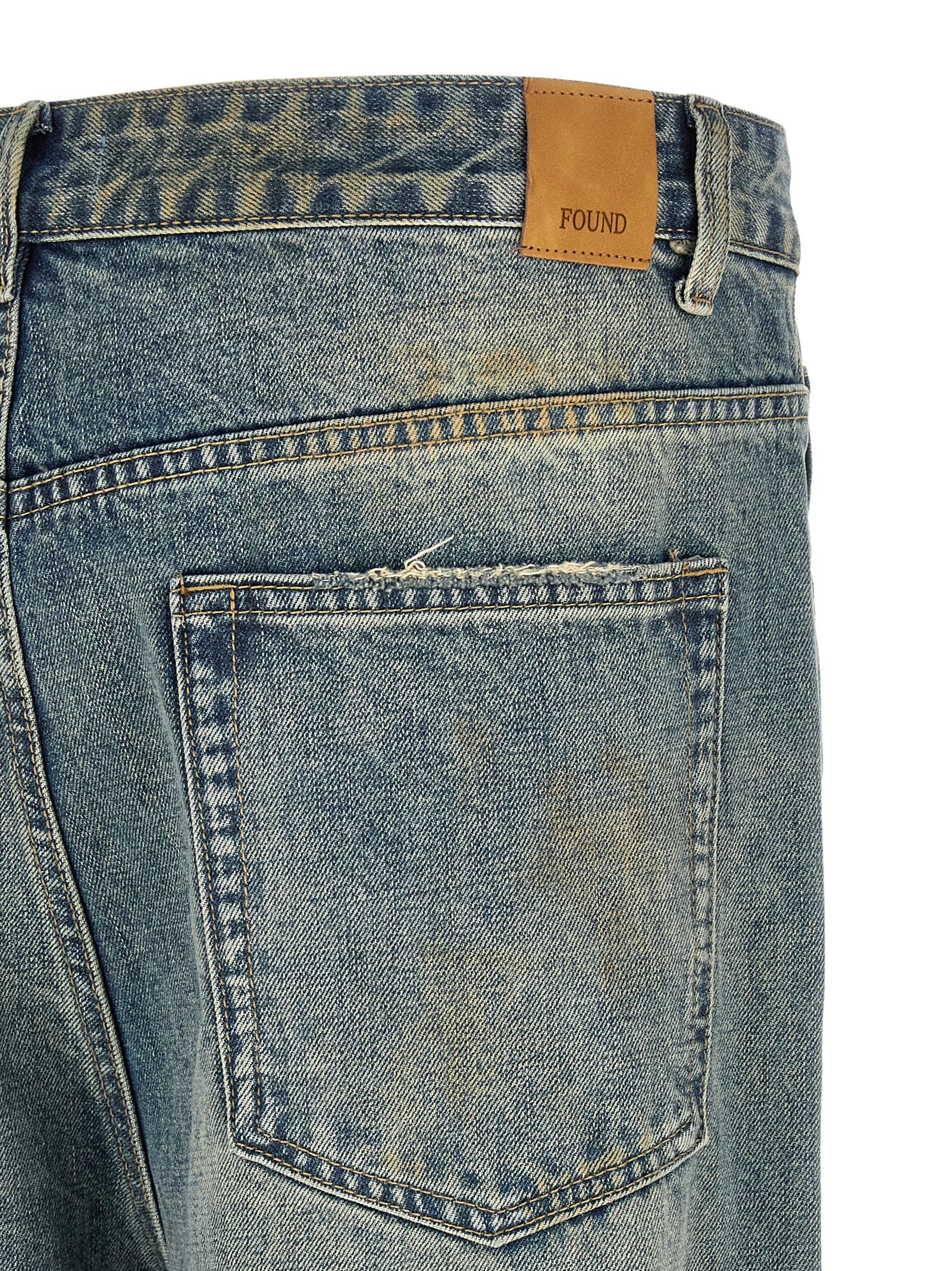 FOUND Blue Cotton Straight-Leg Jeans