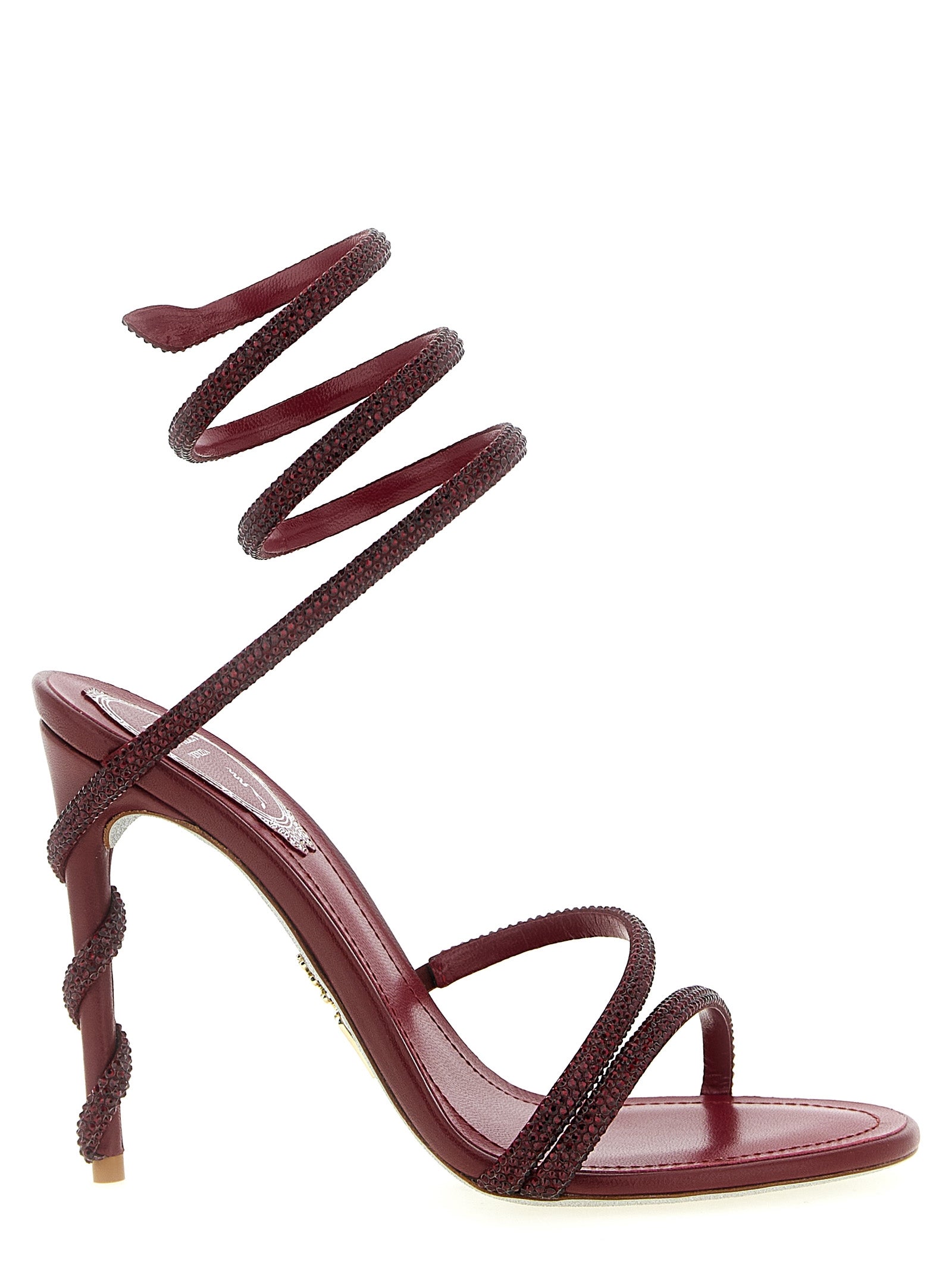 RENE CAOVILLA Bordeaux Viscose Stiletto Heel Sandals