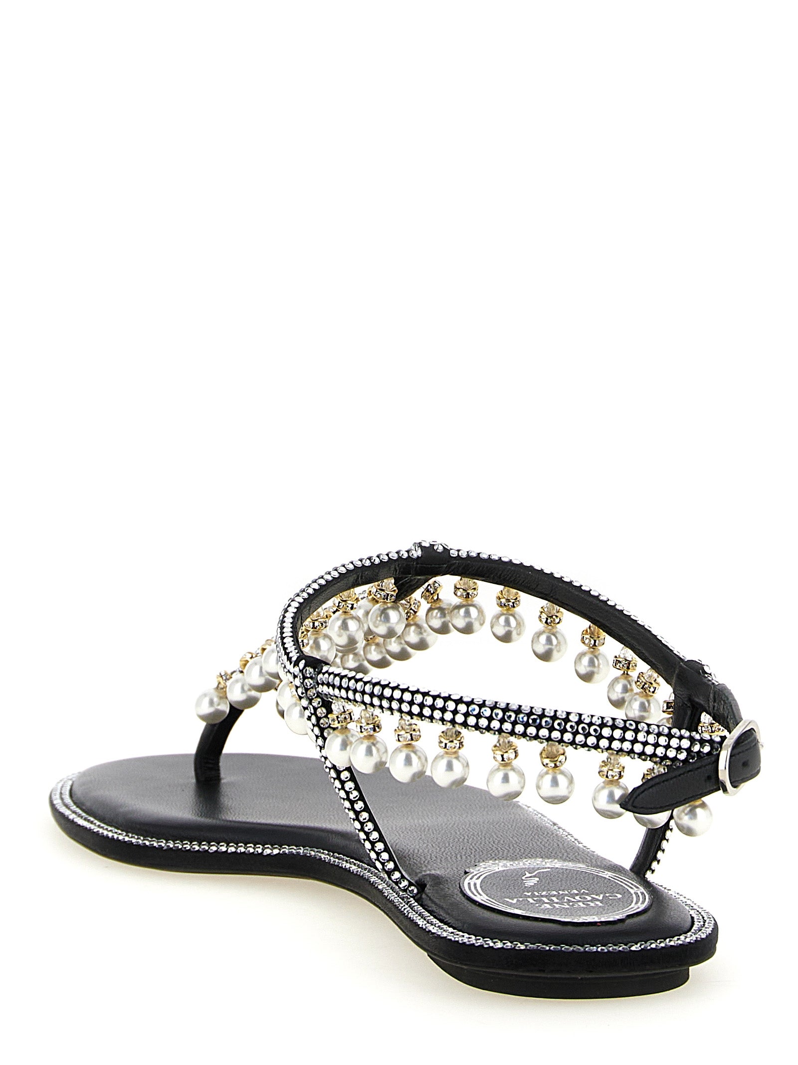 RENE CAOVILLA Bicolor Viscose Flat Sandals