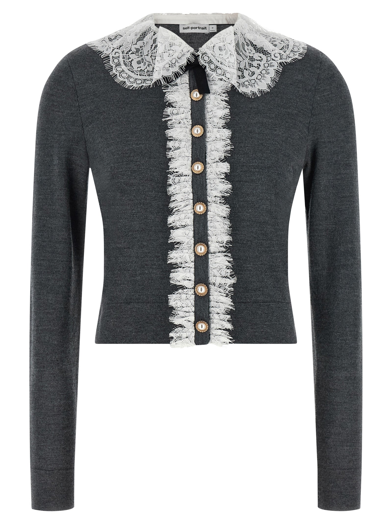 Self-Portrait Gray Wool Cardigan